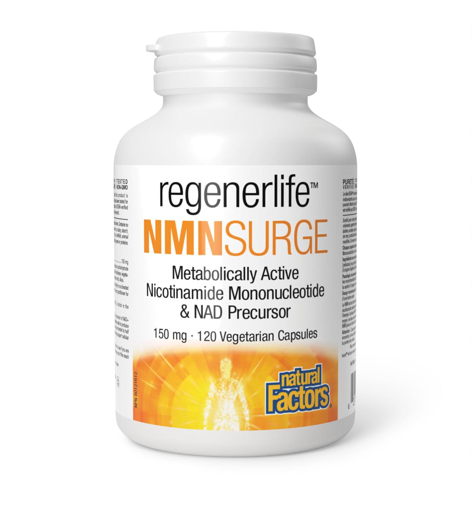 Natural Factors Regenerlife NMNSURGE 150 mg 120 vegetarian capsules Metobolically Active (Vitamin B3) Nicotinamide Mononucleotide (NMN) Healthy Aging Support - Buy Online on GoSupps.com