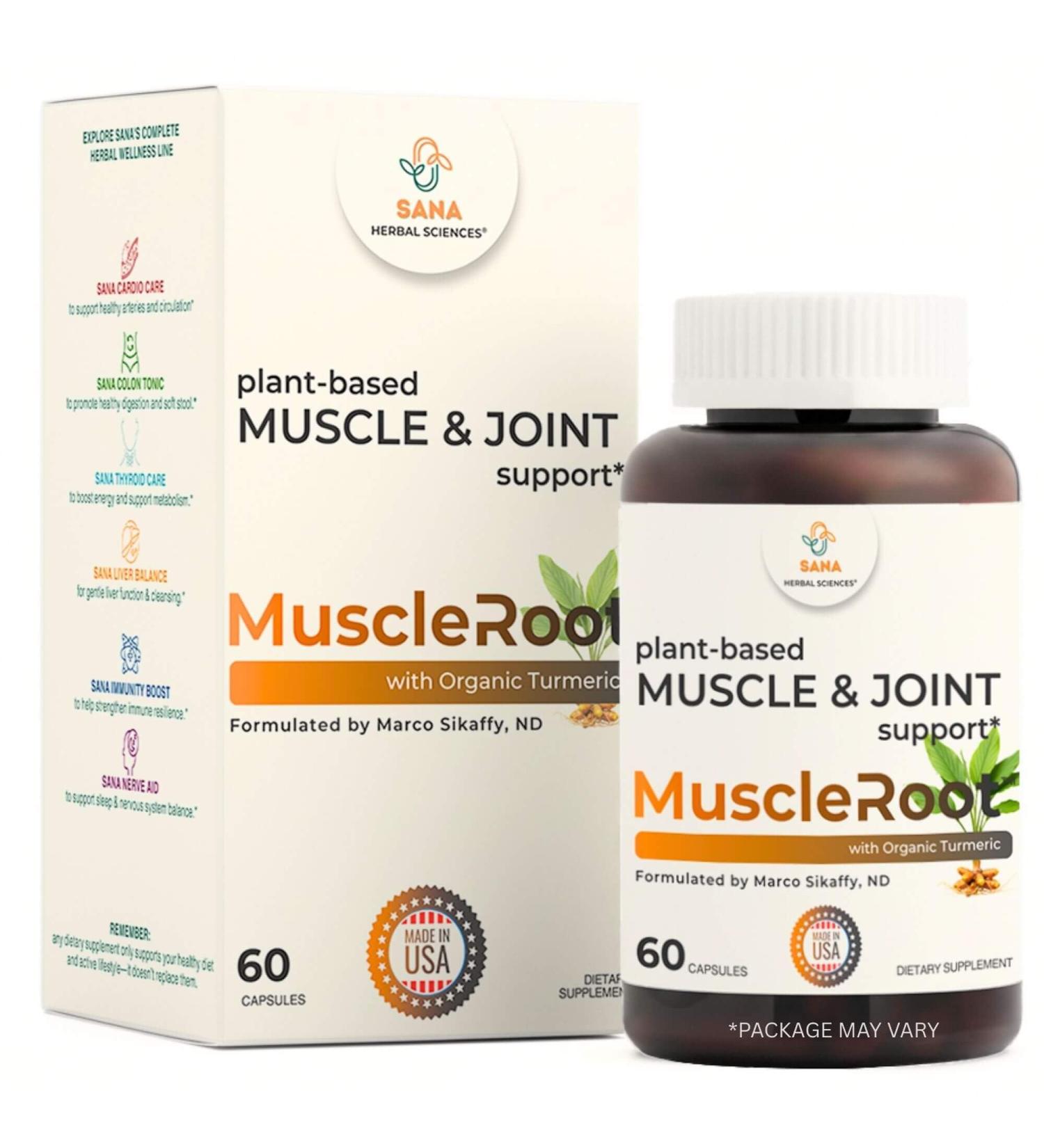 Muscle Recovery Supplement | Plant-Based Muscle Relaxer for Post-Workout Inflammation Support, with Organic Turmeric, Frankincense & Nopal Cactus | 60 Capsules by Sana Herbal - Buy Online on GoSupps.com