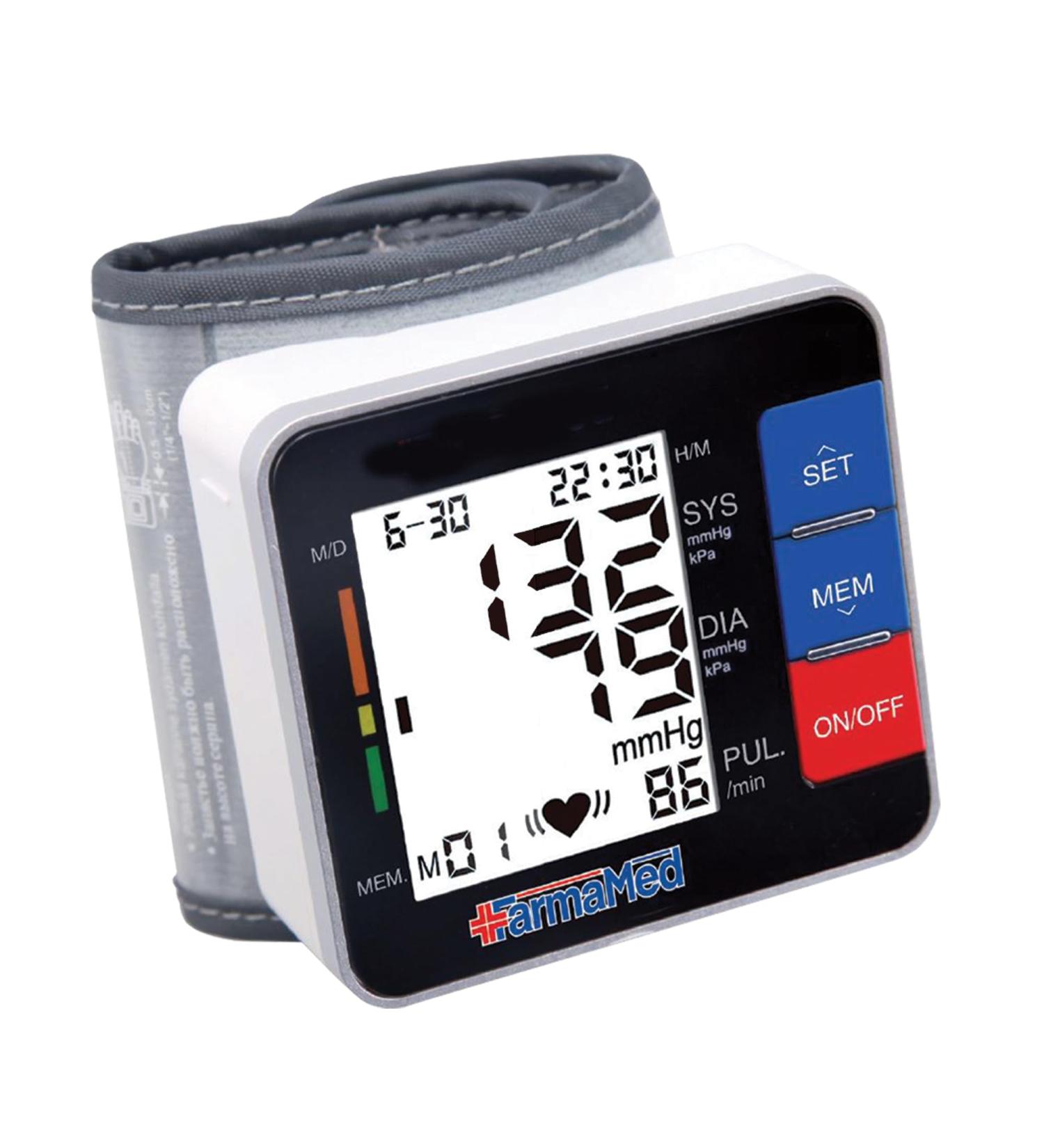Farmamed Digital Portable Wrist Blood Pressure Monitor - 180 Memory 2 Users Large LCD Includes Carrying Bag - International Shipping Available - Buy Online on GoSupps.com