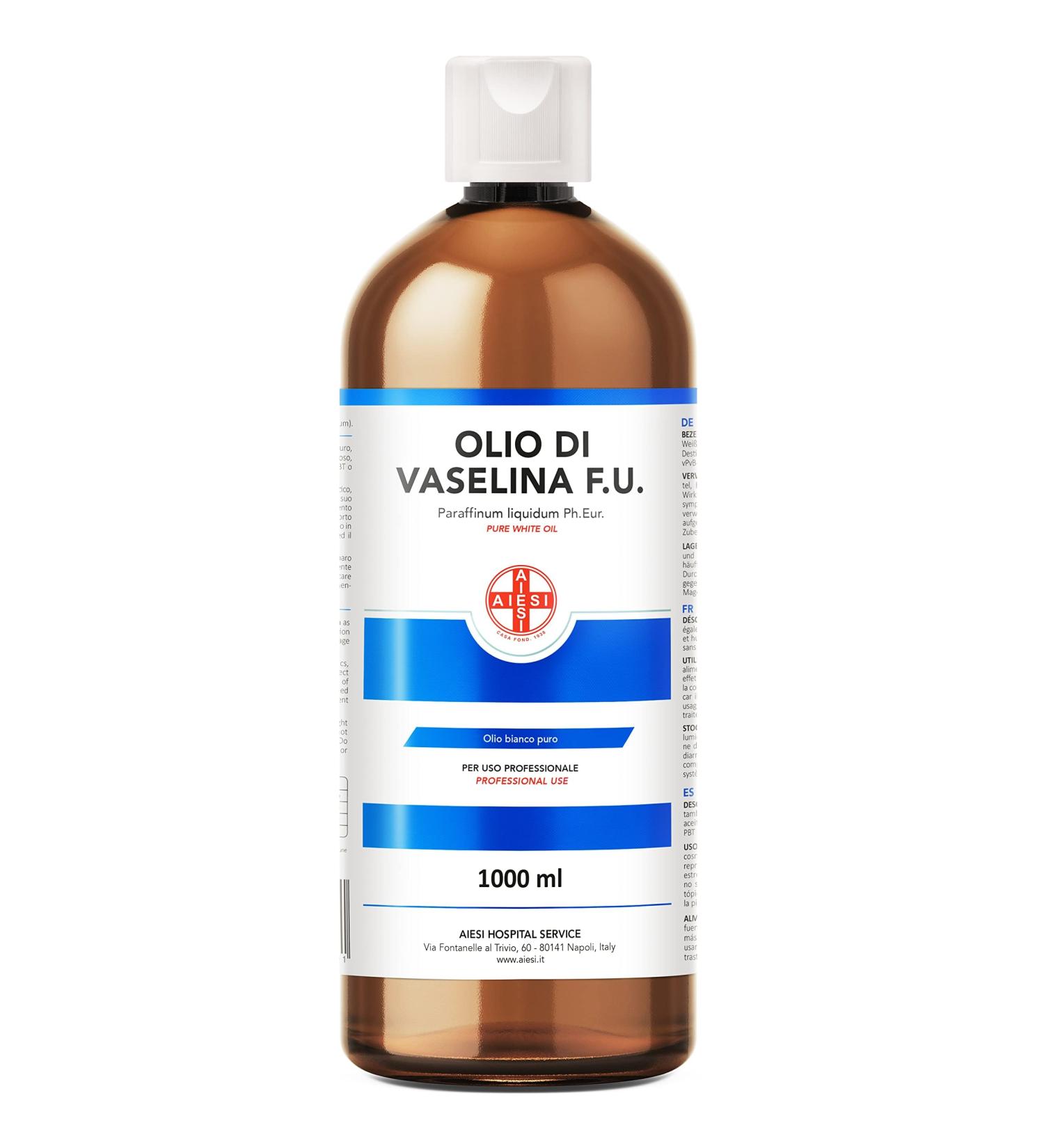 Aiesi 100% Pure Vaseline Oil - 1L Bottle for Pharmaceutical Food Cosmetic & Industrial Use - Made in Italy - Buy Online on GoSupps.com