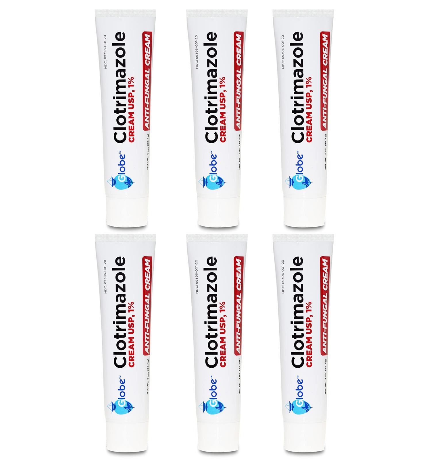 Globe (6 Pack) Clotrimazole Antifungal Cream 1% (1 oz) Relieves The itching Burning Cracking and Scaling associated Athletes Foot Jock Itch Ringworm and More.