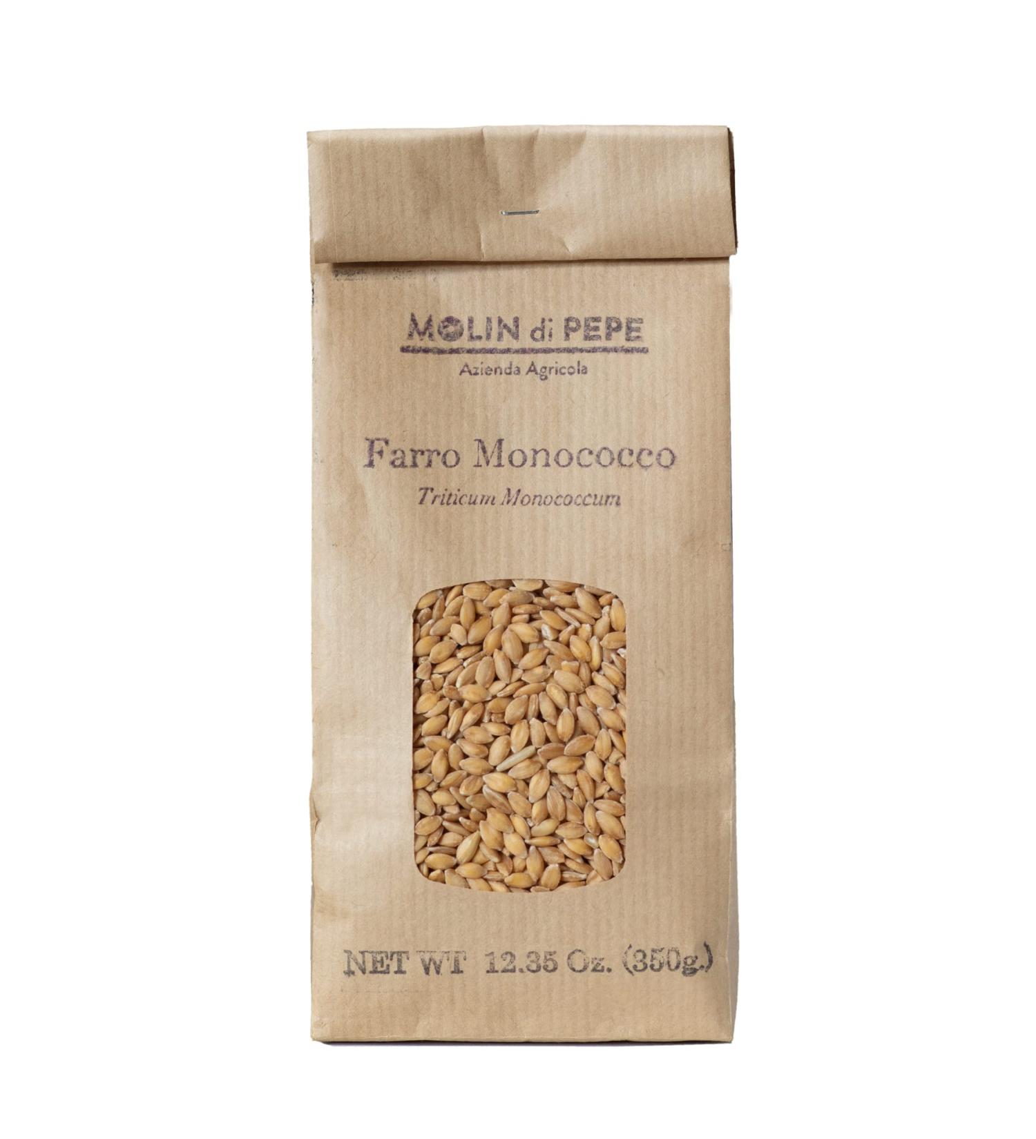 Molin di Pepe Whole Grain Spelled Farro Monococco - Nutrient-Rich High Fiber Digestible | 350g Pack from Mugello Tuscany - Buy Online on GoSupps.com