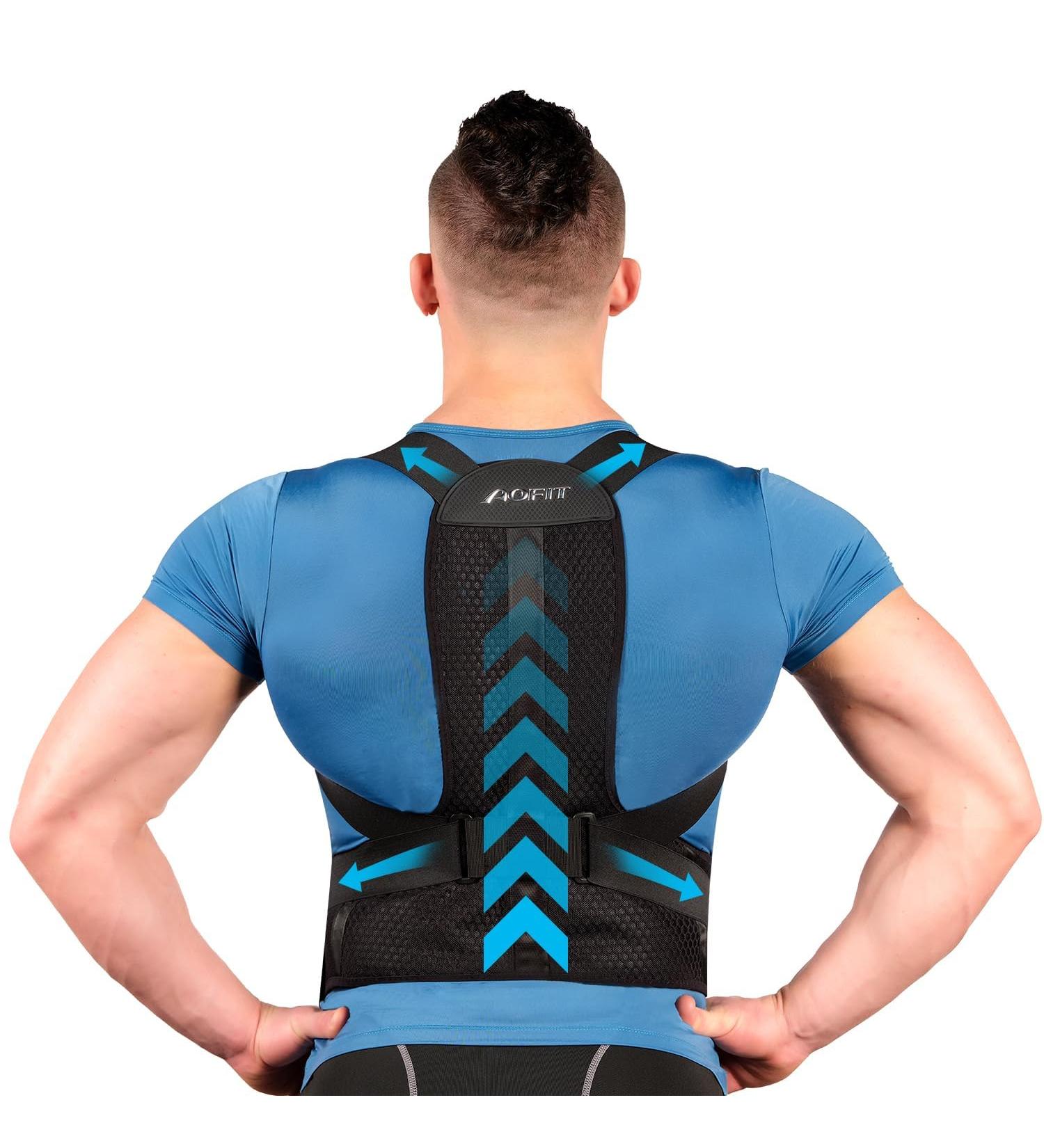 AOFITBRACE Back Brace Posture Corrector for Women and Men Breathable Adjustable Full Back Straightener for Upper Lower Small Black - Buy Online on GoSupps.com