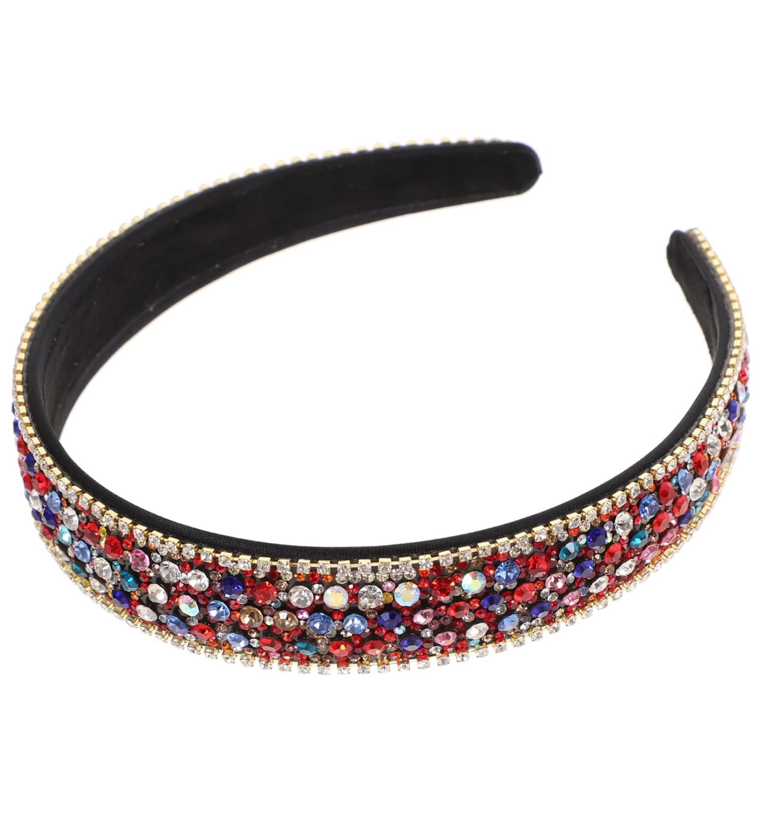 Frcolor Crystal Alice Band - Girls Wide Rhinestone Hair Hoop for Party & Festival Costumes - Mixed Color Headband - Buy Online on GoSupps.com