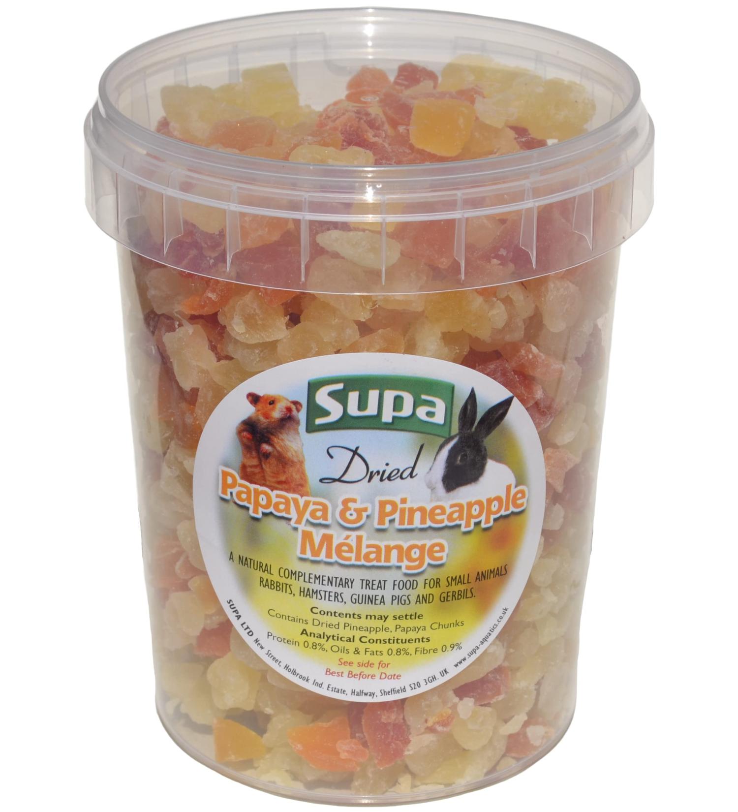 Supa Small Animal Papaye and Pineapple Melange Tub 1 Litre - Human Grade Ingredients - Pet's Favorite Treat - Buy Online on GoSupps.com