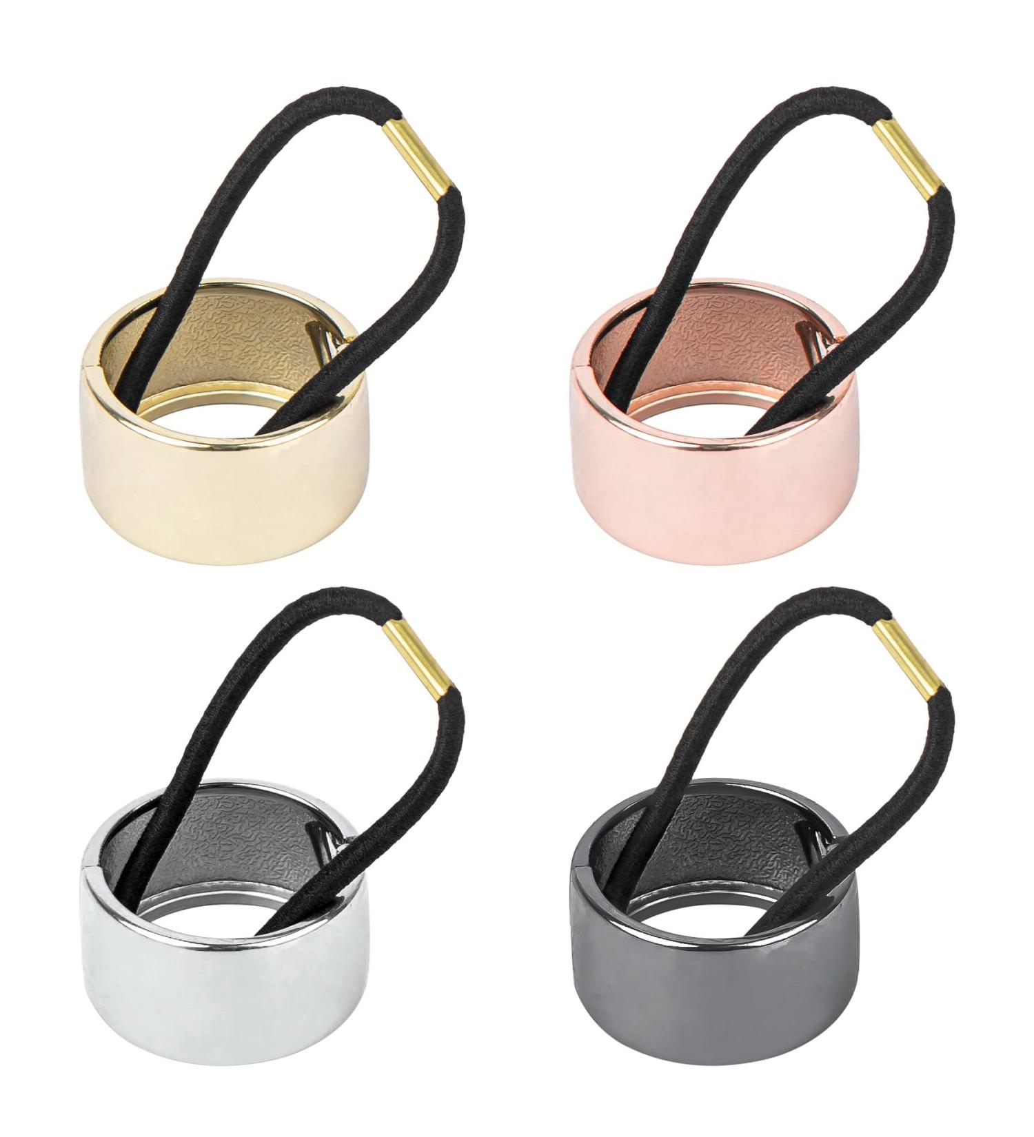 AUEAR Brushed Metal Hair Cuff Ponytail Holder Elastic Hair Tie Set (4 Pack Style 1) - Women Girls Hair Rings - 4 Count - Buy Online on GoSupps.com