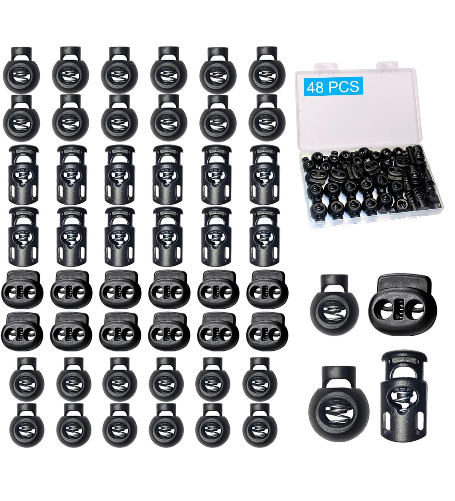 ZUSHALLMY 48pcs Upgraded Plastic Cord Lock - Drawstring Clip with Spring Toggle Stoppers for Shoelaces & Paracord - Buy Online on GoSupps.com