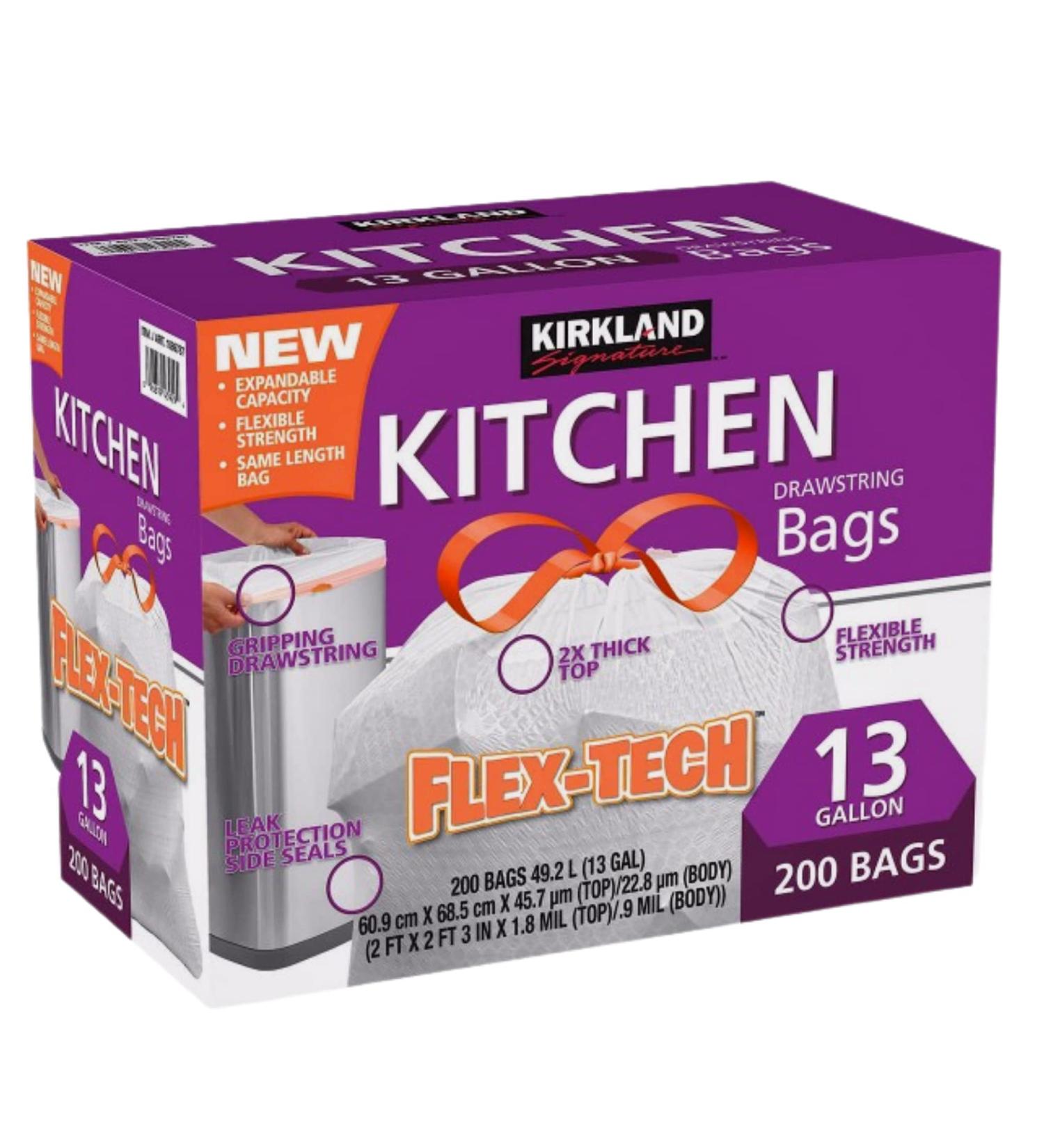 P2P Kitchen Trash Bags 13 Gallon Drawstring Gripping Trash Bag Expandable Thick Top Flexible Leak Proof Tear Resistant 200 Count - Buy Online on GoSupps.com