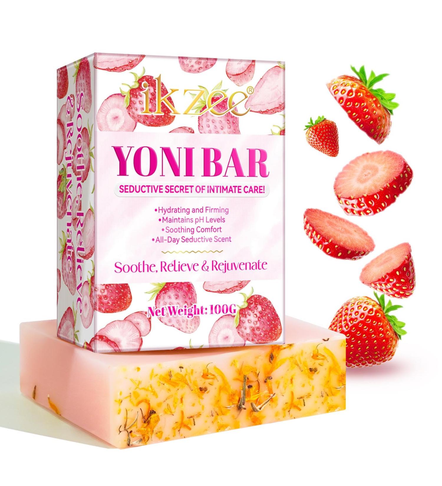 Yoni Soap Bars - PH Balance Feminine Wash | Natural Moisturizing Soap for Women | Handmade Strawberry Cleansing Bar | Eliminates Odor & Boosts Yoni Care - Buy Online on GoSupps.com