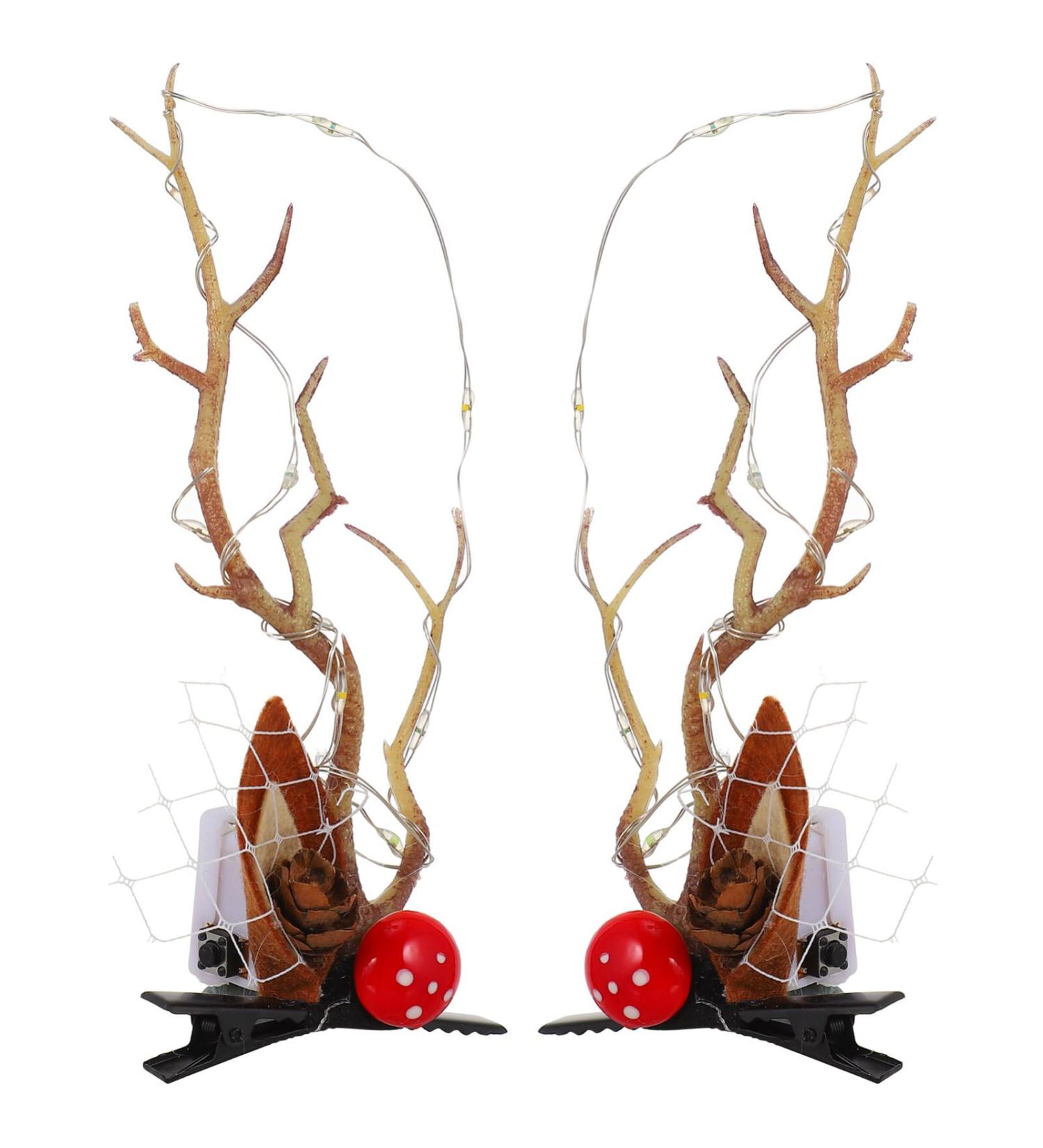minkissy 2 Pairs Luminous Antler Hair Clip Hair Accessories for Girls Christmas Costumes Halloween Costumes Deer Christmas Hair Clips Cute Christmas Hairpins Reindeer Horns Hair Clips Dress
