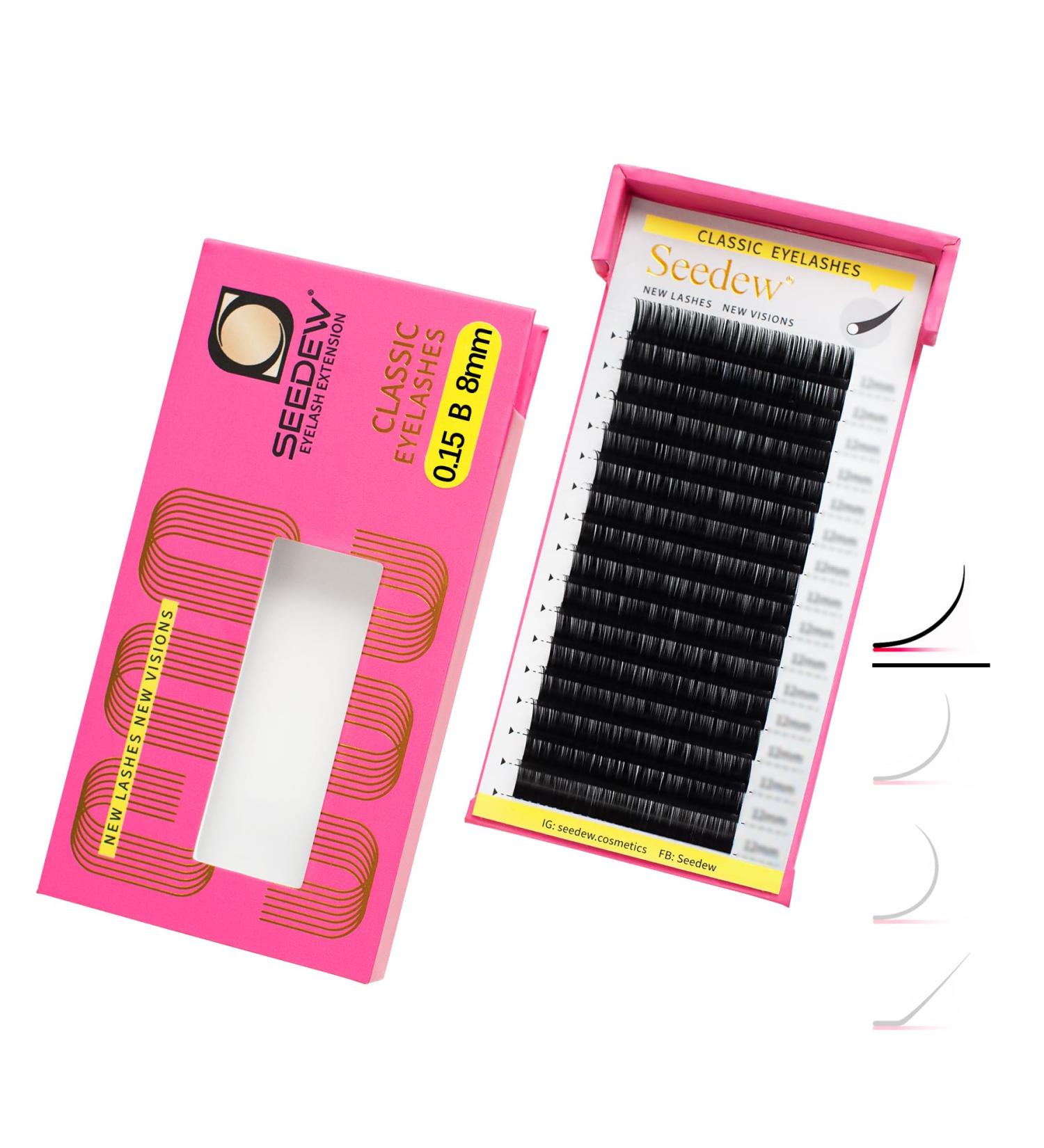 Classic Individual Eyelash Extensions 8mm B Curl | 0.15mm | Lightweight Short Bottom Lashes for Salons | Grafting Supplies | Matte Black - Buy Online on GoSupps.com