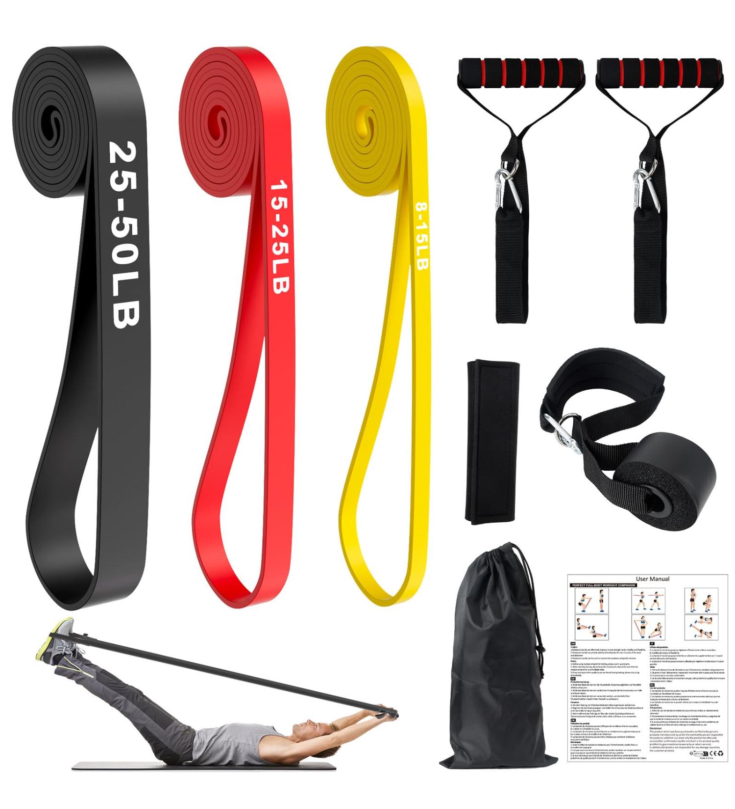 Fitness Straps & Resistance Bands Set - 3 Levels Door Anchors Handles & Storage - Strength Training & Yoga - Buy Online on GoSupps.com