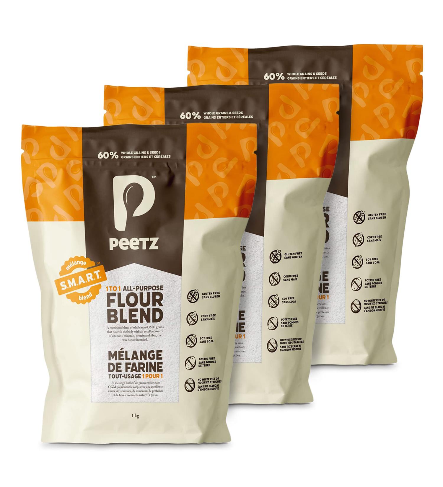 Peetz S.M.A.R.T. Blend is the first and only 60% Superfoods & Ancient Whole Grains | Allergen-free |Gluten-Free | Low-Starch | One-To-One | NUTRITIOUS | All-Purpose Flour | Easy to use blend For Bread Pizza Pasta Cookies Cakes muffins | Healthier deliciou - Buy Online on GoSupps.com