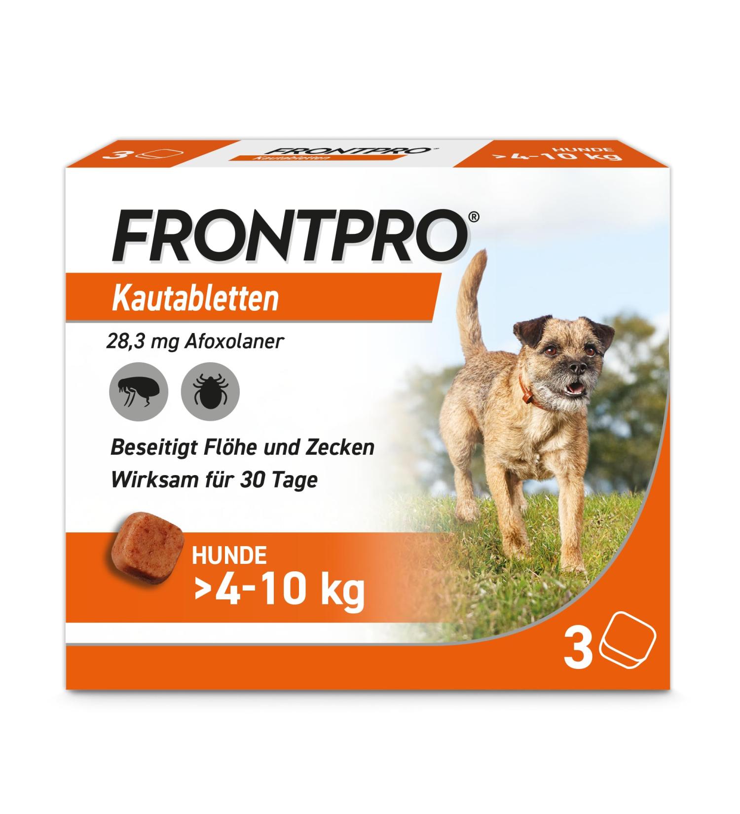 Frontpro 28 mg for Dogs (4-10 kg) - 3 Chewable Tablets | Buy Internationally - Buy Online on GoSupps.com