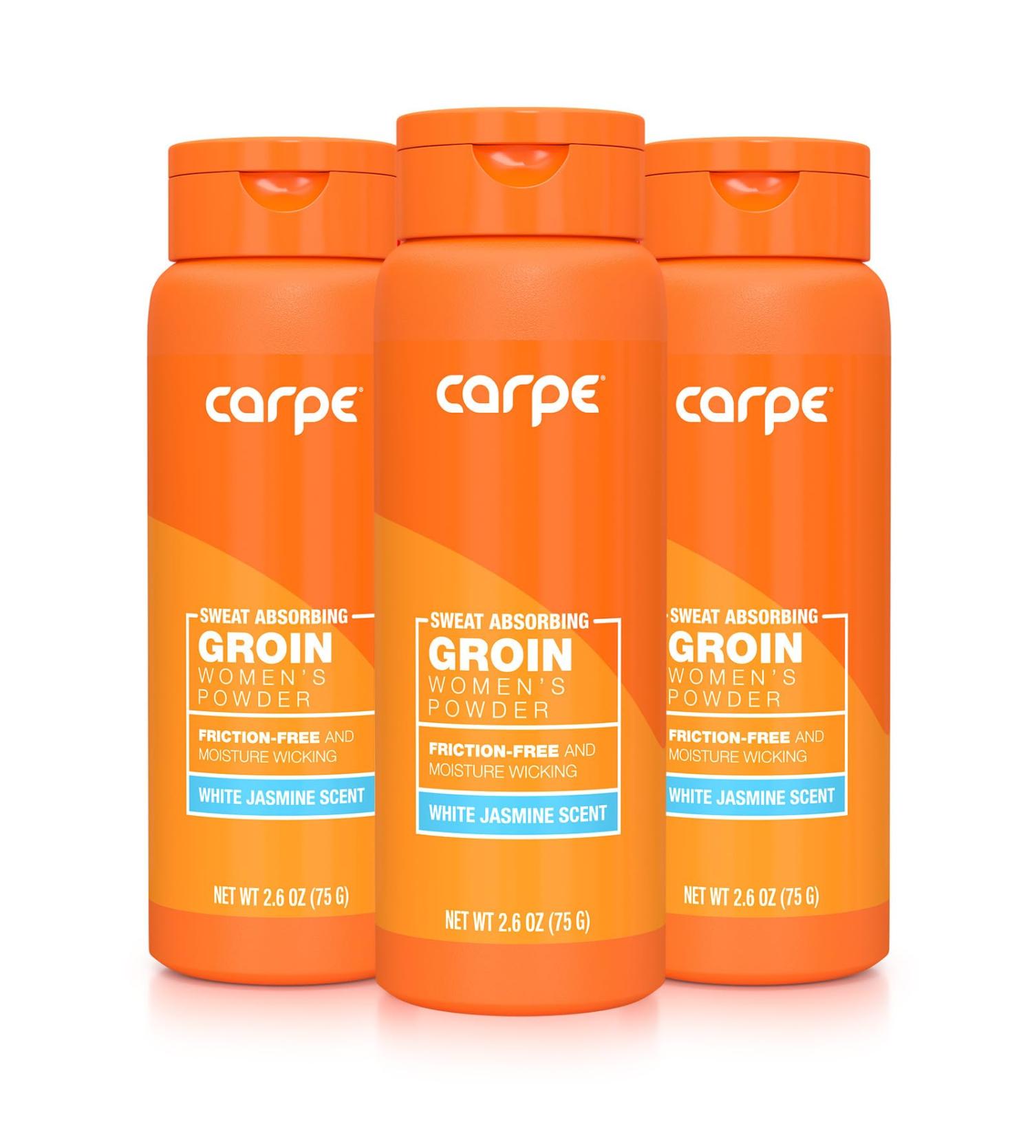Carpe No-Sweat Groin Powder (for Women) - Designed for Maximum Sweat Absorption - Mess and Friction Free Stop Chafing - Talc Free Powder Women s Groin Powder (Pack of 3) 2.6 Ounce (Pack of 3) - Buy Online on GoSupps.com