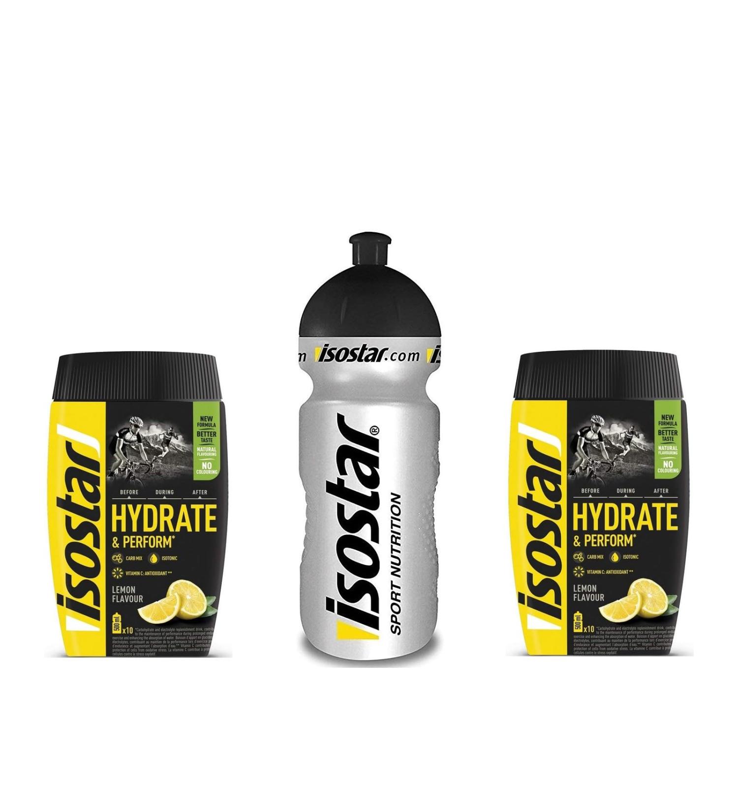 ISOSTAR Hydrate & Perform ISO Drink 400g - Electrolyte Beverage Powder for Sports - 2x Lemon Flavor + 0.5L Bottle - Boost Your Performance - Buy Online on GoSupps.com