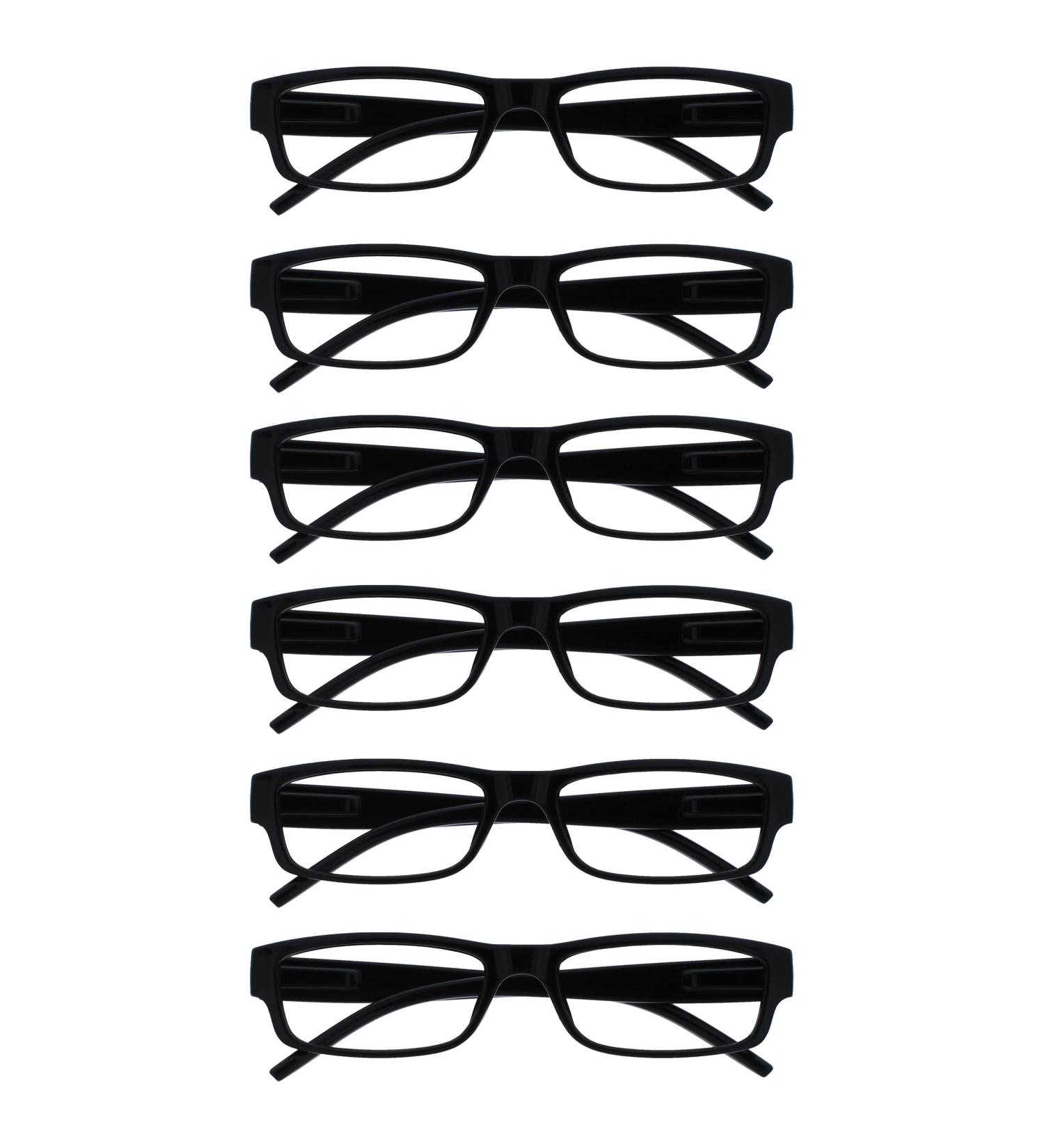 Opulize Ace Reading Glasses 6 Pack - Classic Narrow Frame Scratch-Resistant Black Spring Hinges for Men & Women | +1.00 Magnification - Buy Online on GoSupps.com