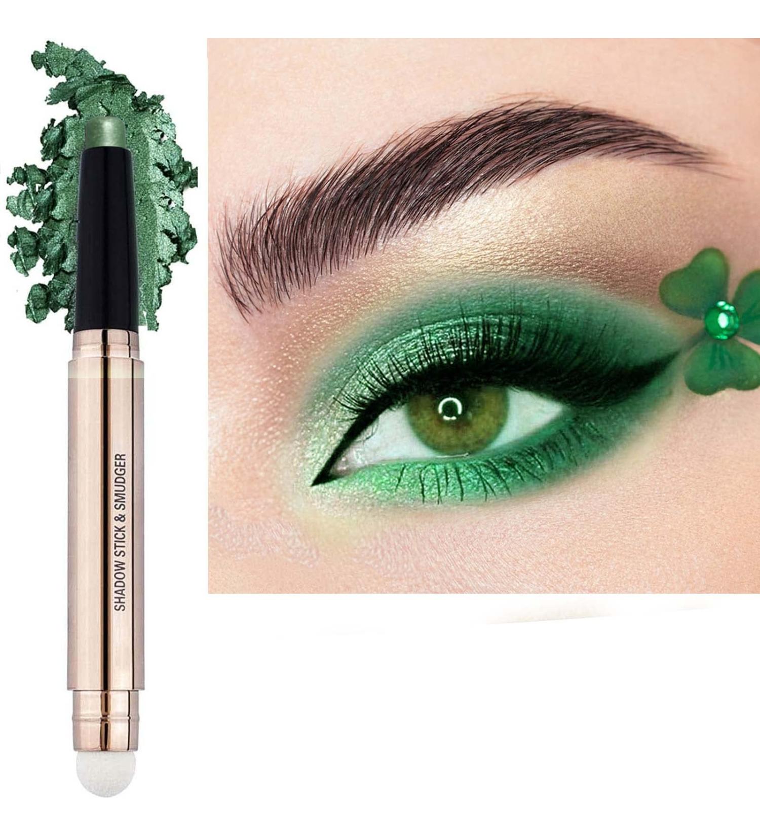 SAUBZEAN Bright Green Shimmer Eyeshadow Stick with Smudger | Waterproof & Long Lasting Eye Shadow Crayon | Hypoallergenic Natural Matte Cream Makeup - Buy Online on GoSupps.com