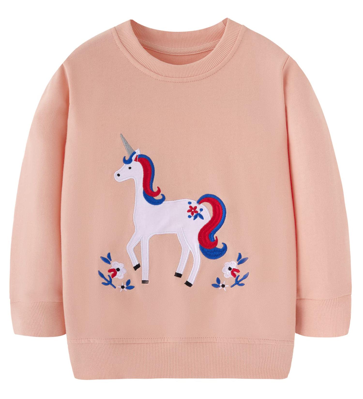 Girls Unicorn Sweatshirt - Cotton Casual Jumper for Kids | Long Sleeve Pullover Top for Toddlers | Ages 1-12 Years | Size 6-7 Years - Buy Online on GoSupps.com