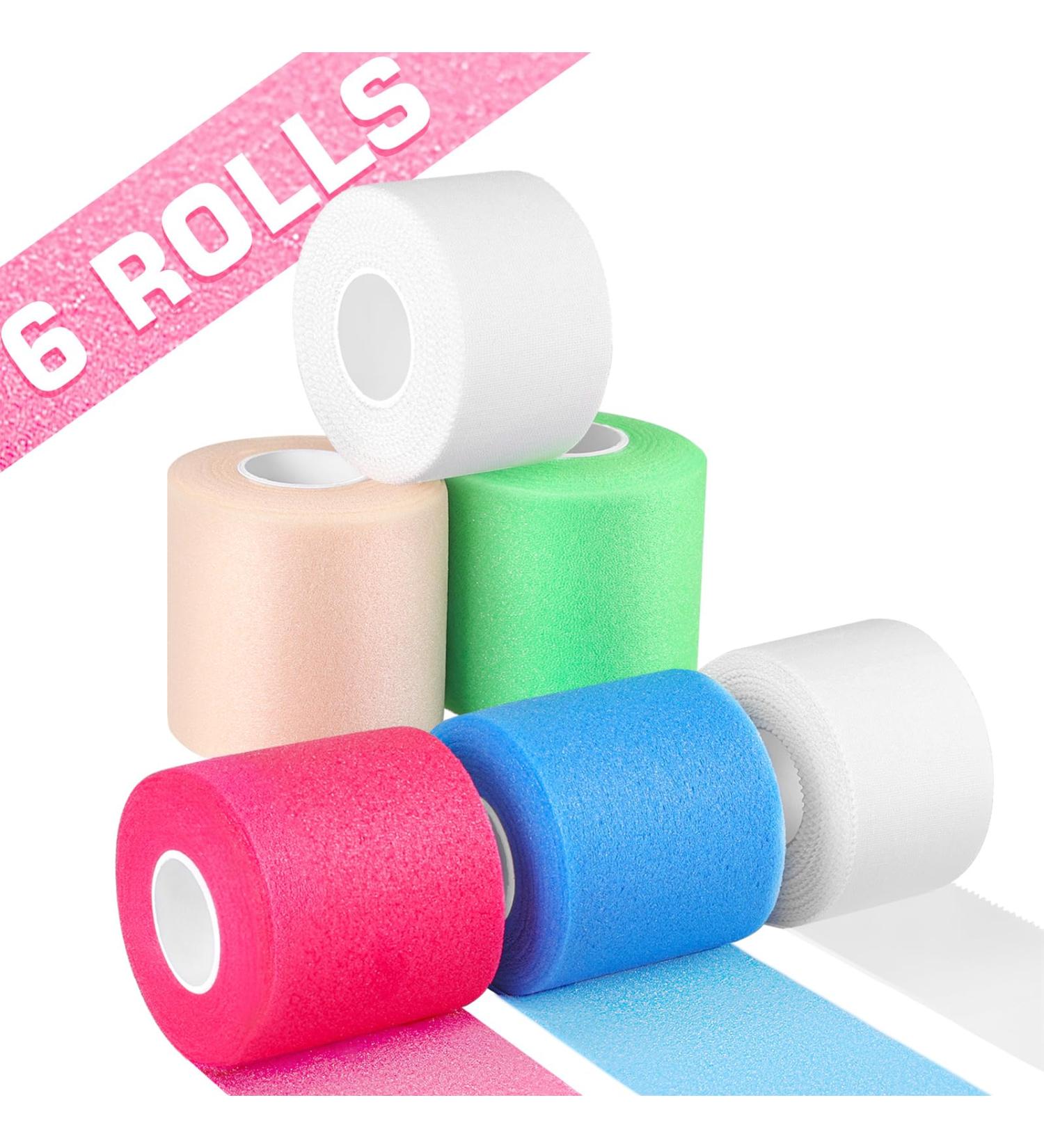 Prewrap Athletic Tape Set - 4 Foam Pre Wrap Rolls & 2 White Athletic Tape Rolls for Sports Injury Protection - Ideal for Ankles Wrists Hair & More - Buy Online on GoSupps.com