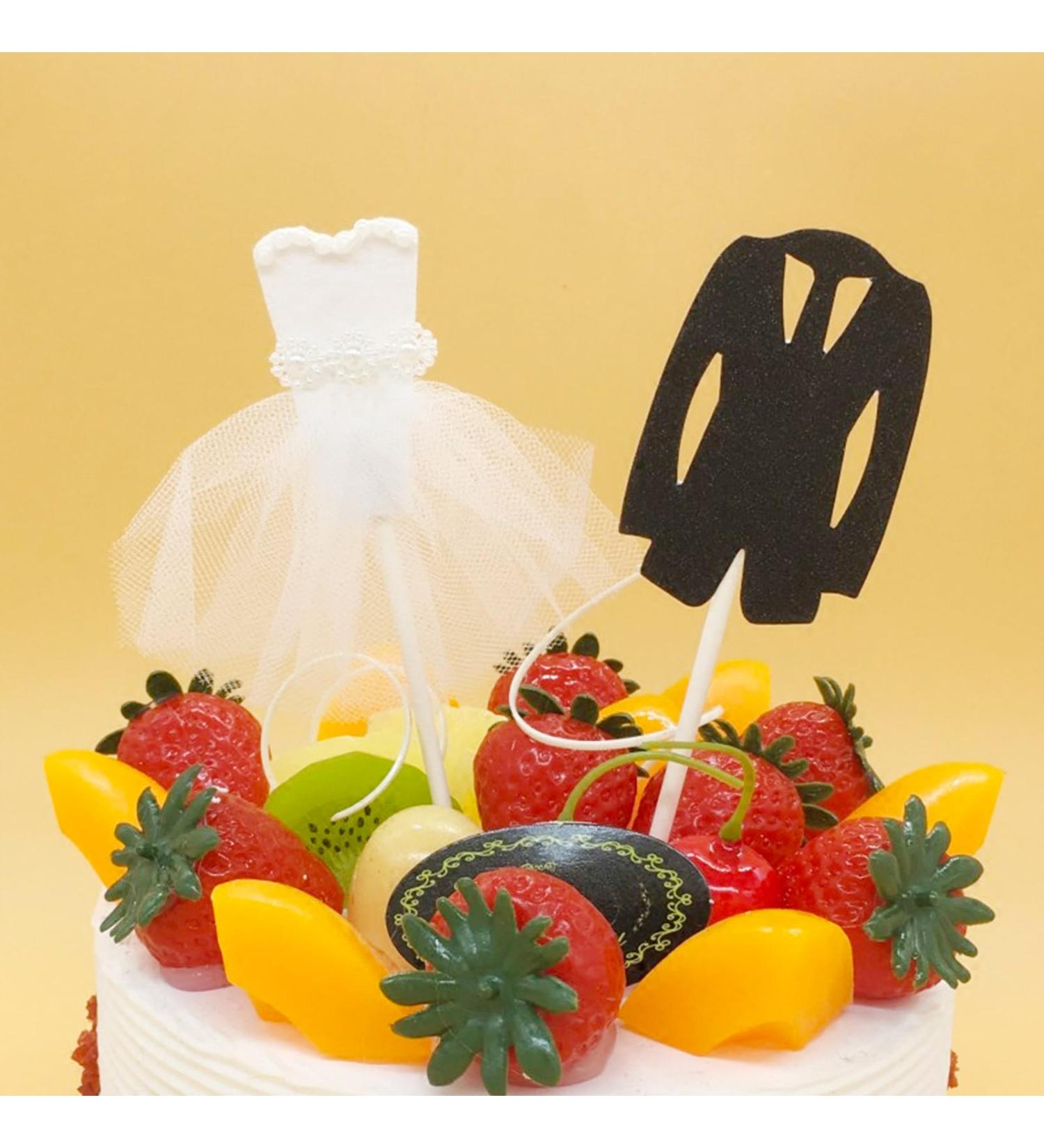 Bride and Groom Suit Cupcake Toppers Wedding Cupcake Picks Lace Dress Black Suit Shaped Cake Decorations for Wedding Engagement Party Supplies Wedding Cupcake Decorations - Buy Online on GoSupps.com