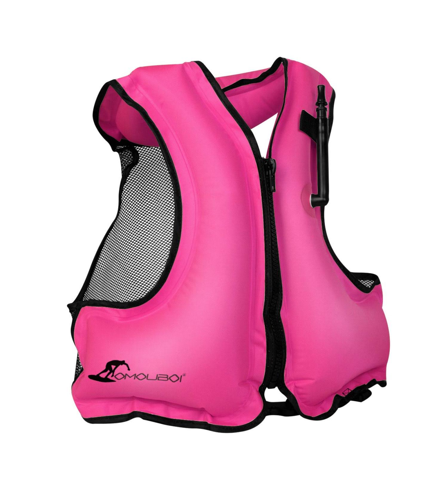 OMOUBOI Inflatable Snorkel Vest | Adult Swimming Jacket for Diving, Surfing & Water Sports (Pink) | 90-220lbs - Buy Online on GoSupps.com