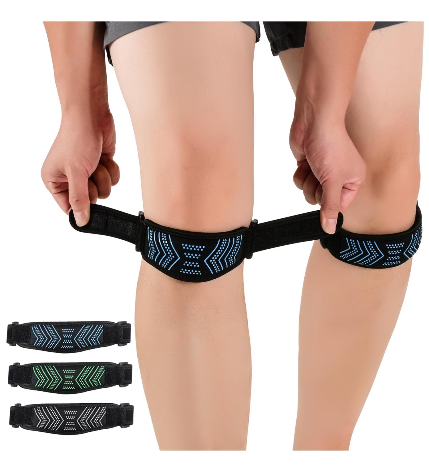 Buy Abyon Patella Tendon Bandage 2-Pack | Adjustable Knee Support for Sports Fitness & Hiking | Unisex Black & Blue - Buy Online on GoSupps.com