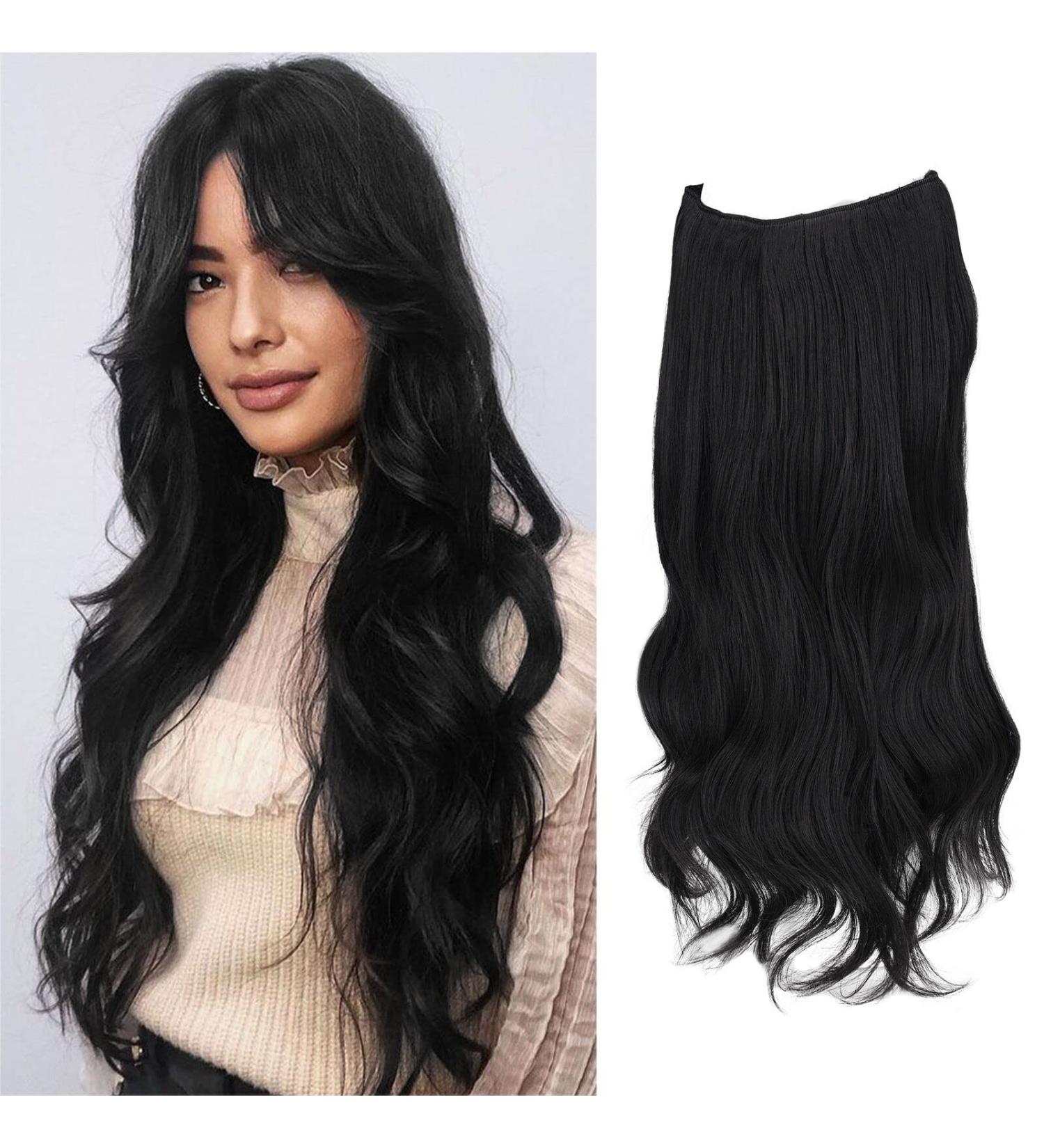 Buy BARSDAR 14 Wavy Secret Hair Extensions - Invisible Headband Synthetic Curly Hair for Women | Natural Black 1B# - Buy Online on GoSupps.com