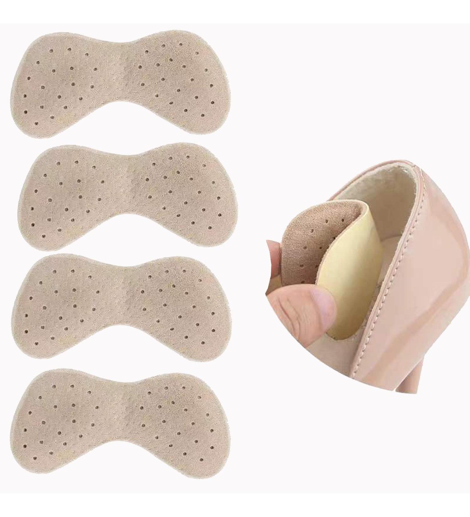 Premium Leather Heel Pads Inserts for Shoes - 4 Pieces (Beige) | Prevent Heel Pain, Rubbing & Blisters - Unisex Cushions for Improved Shoe Fit - Buy Online on GoSupps.com