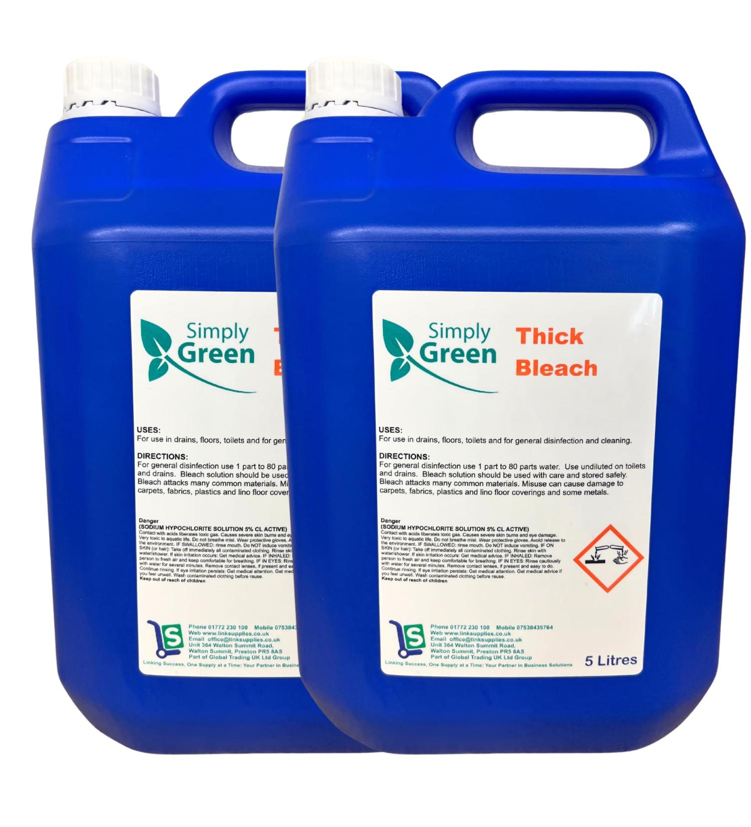 2 x 5 Litre Thick Bleach Simply Green - Buy Online on GoSupps.com