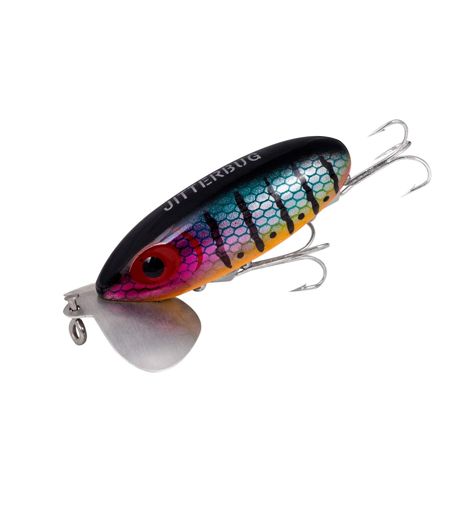Arbogast Jitterbug Topwater Bass Fishing Lure - Excellent for Night Fishing G630 (2 in, 1/4 oz) Wounded Perch