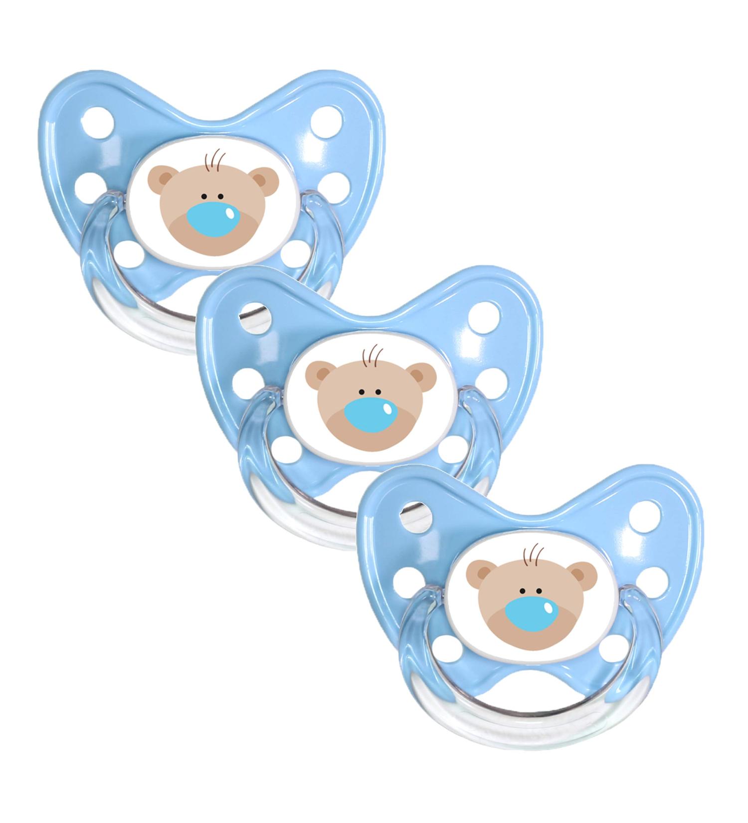 Dentistar Silikon Schnuller 3-Set - Size 1 for 0-6 Months Tooth & Jaw-Friendly Nipple BPA-Free Made in Germany - Safe Bear Design - Buy Online on GoSupps.com
