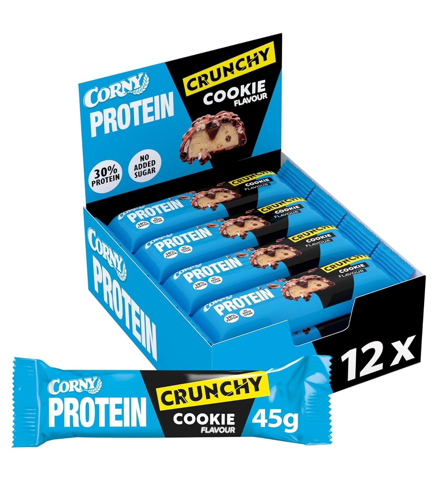 Corny Protein Crunchy Cookie | 30% Protein Bar | No Added Sugar | Bulk Pack 12x45g - Shop Internationally! - Buy Online on GoSupps.com