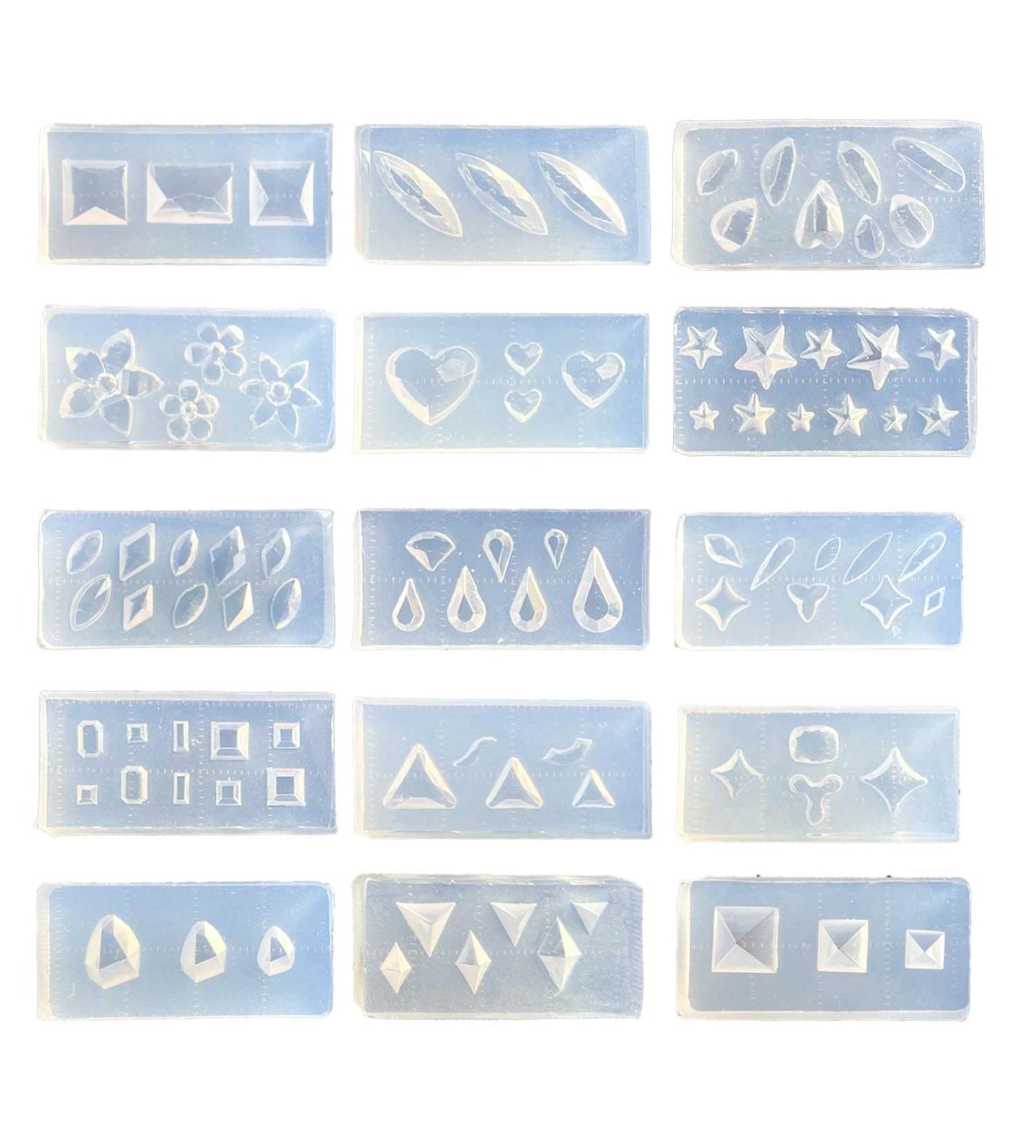 FEIlei 15Pcs Mini Faceted Gem Heart Silicone Molds Nail Art Carving Mold Suitable for DIY Nail Art Decoration Supplies Tool - Buy Online on GoSupps.com