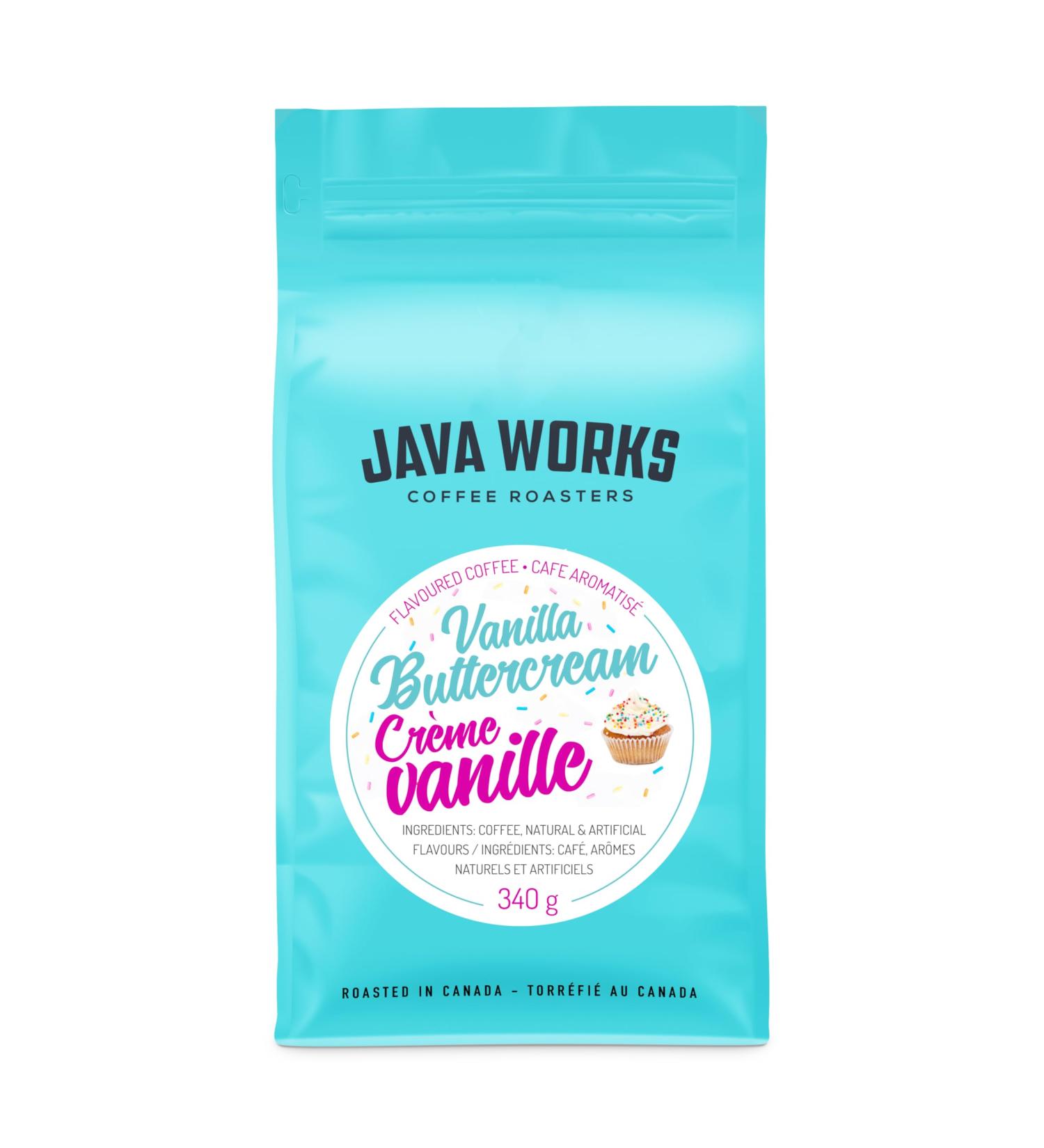 Java Works Coffee - Vanilla Buttercream Flavoured Coffee | 340 grams | Medium Roast | Whole Bean Vanilla buttercream 340 g (Pack of 1) - Buy Online on GoSupps.com