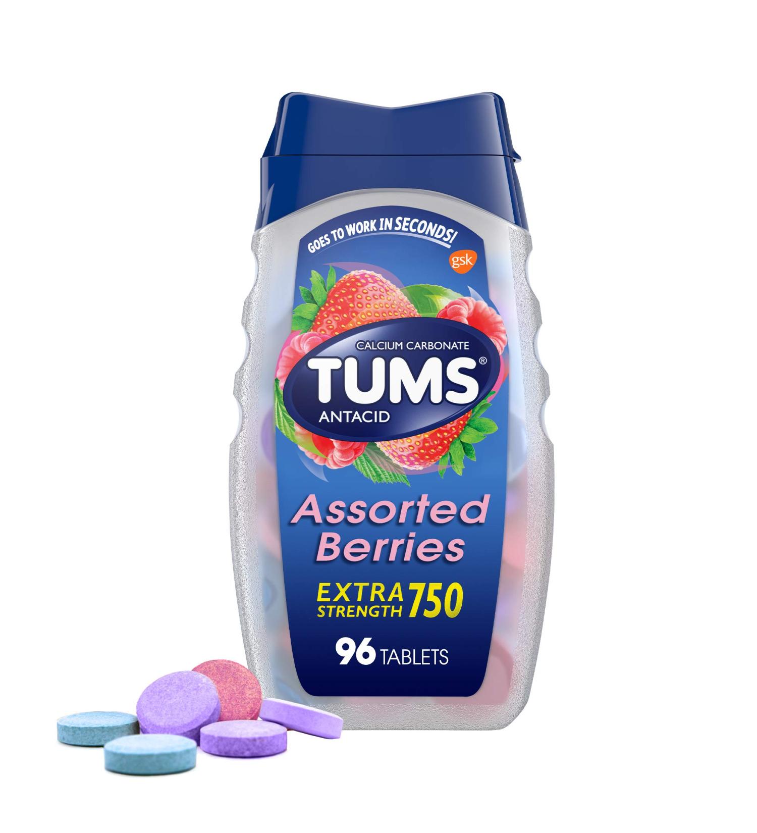 Buy Tums E-X Extra Strength Antacid Chewable Tablets - Berries Flavor 96 Count - Fast International Shipping - Buy Online on GoSupps.com