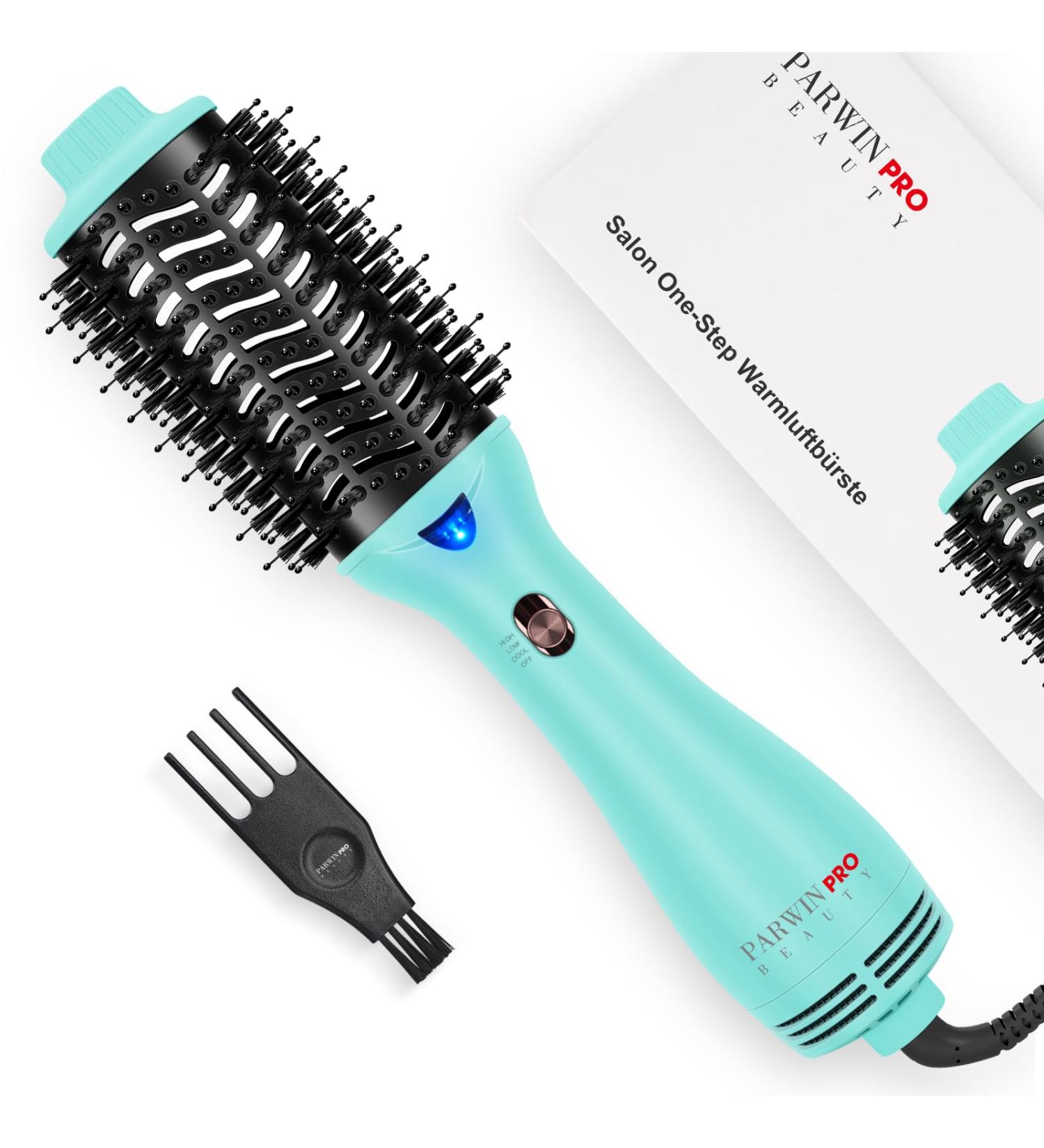 Parwin Pro Beauty One-Step 4-in-1 Hair Dryer Brush - 1000W Hot Air Brush for Styling, Volumizing, Straightening - Green 4 - Buy Online on GoSupps.com