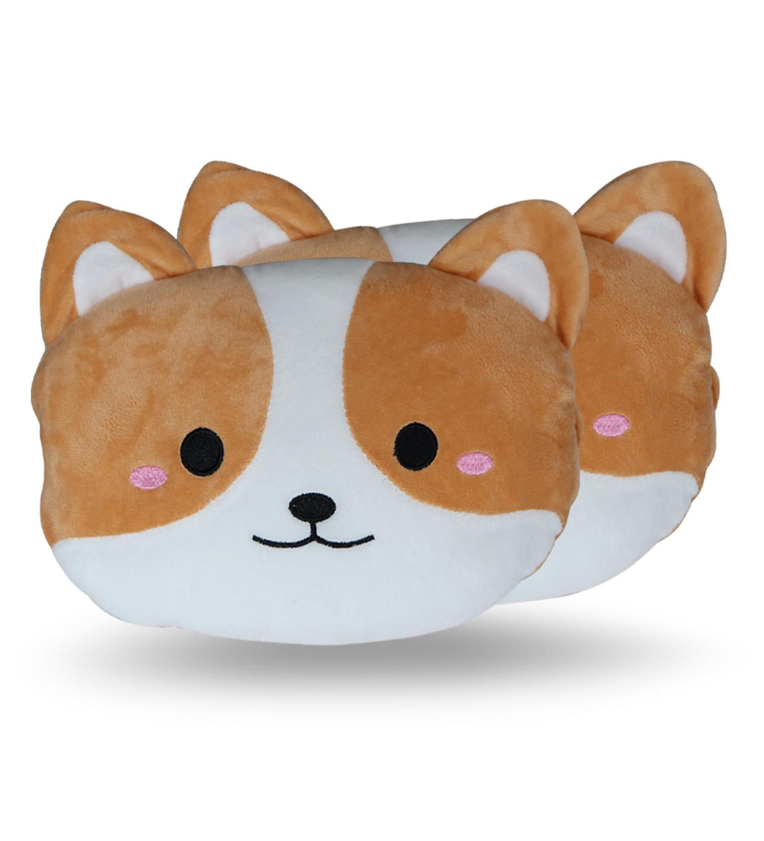 MissSoul 2Pcs Car Neck Headrest Pillow - Cute Yellow Corgi Design for Comfortable Driving - Buy Online on GoSupps.com