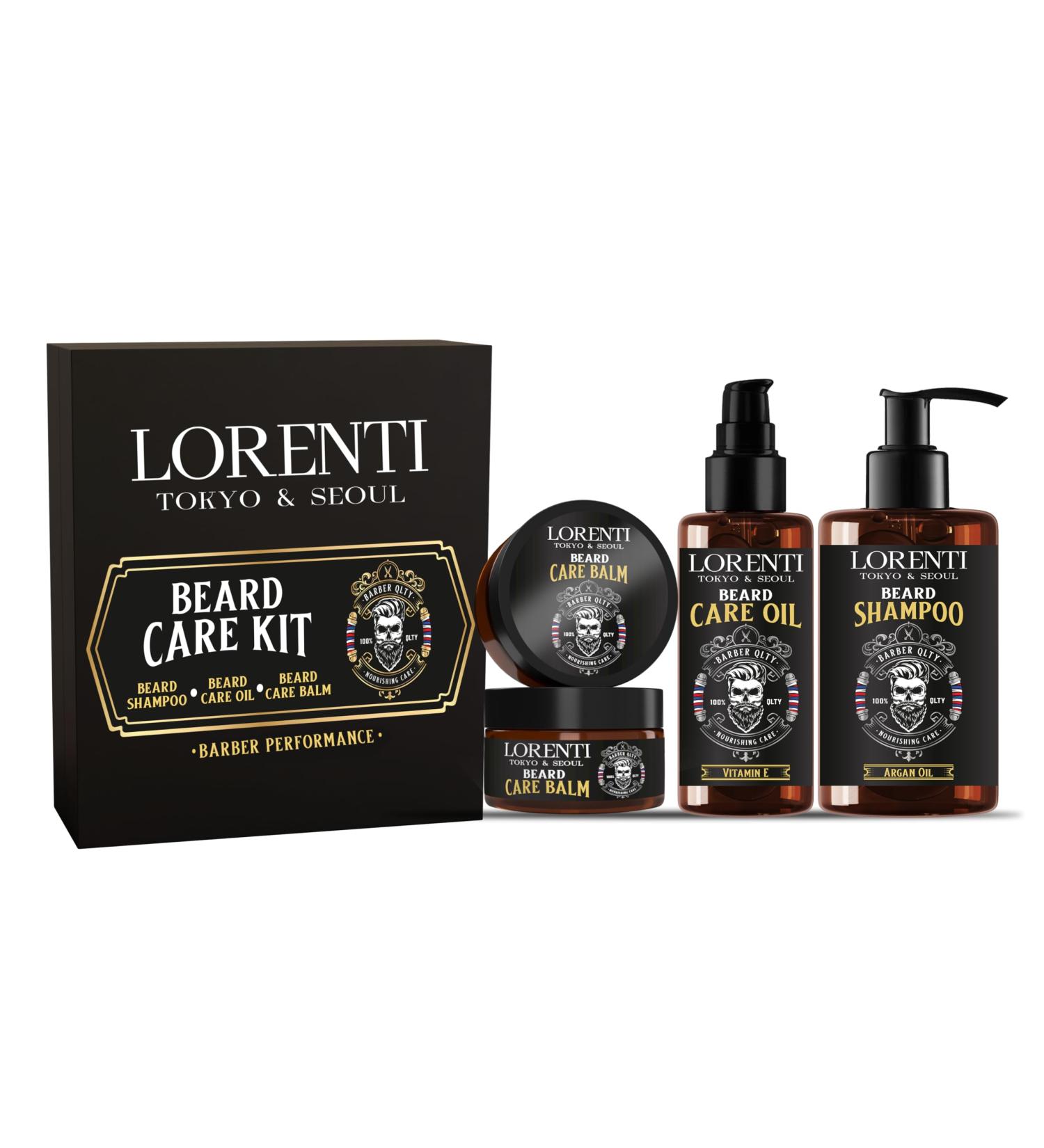 LORENTI Tokyo et Seoul Barbe Kit de soins et coiffage de la barbe avec huile shampoing et baume - Buy Online on GoSupps.com