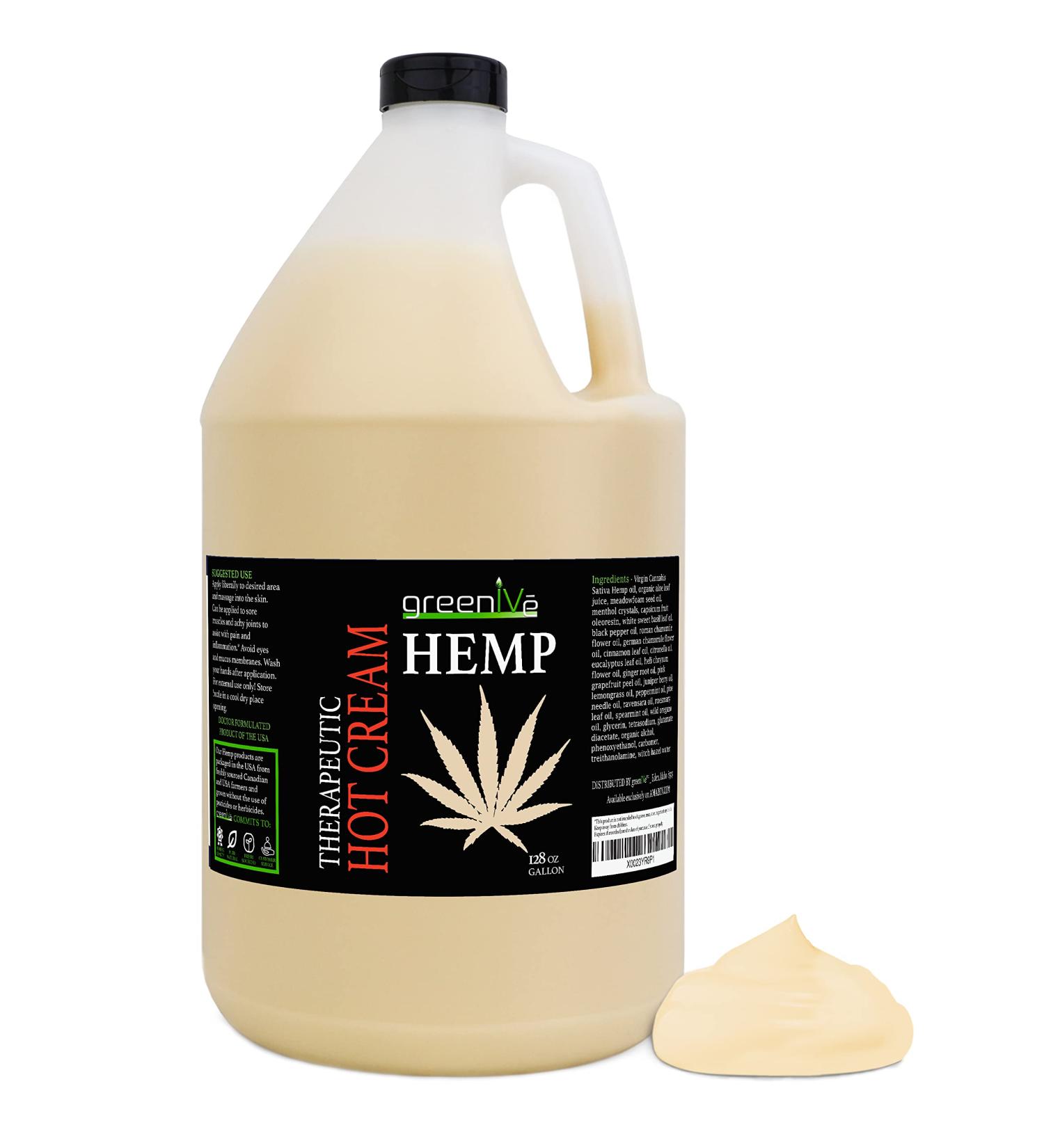 GreenIVe Hemp Hot Cream | Warming Massage Lotion with Camphor & Menthol | Topical Body & Muscle Rub (128 Fl Oz) - Buy Online on GoSupps.com