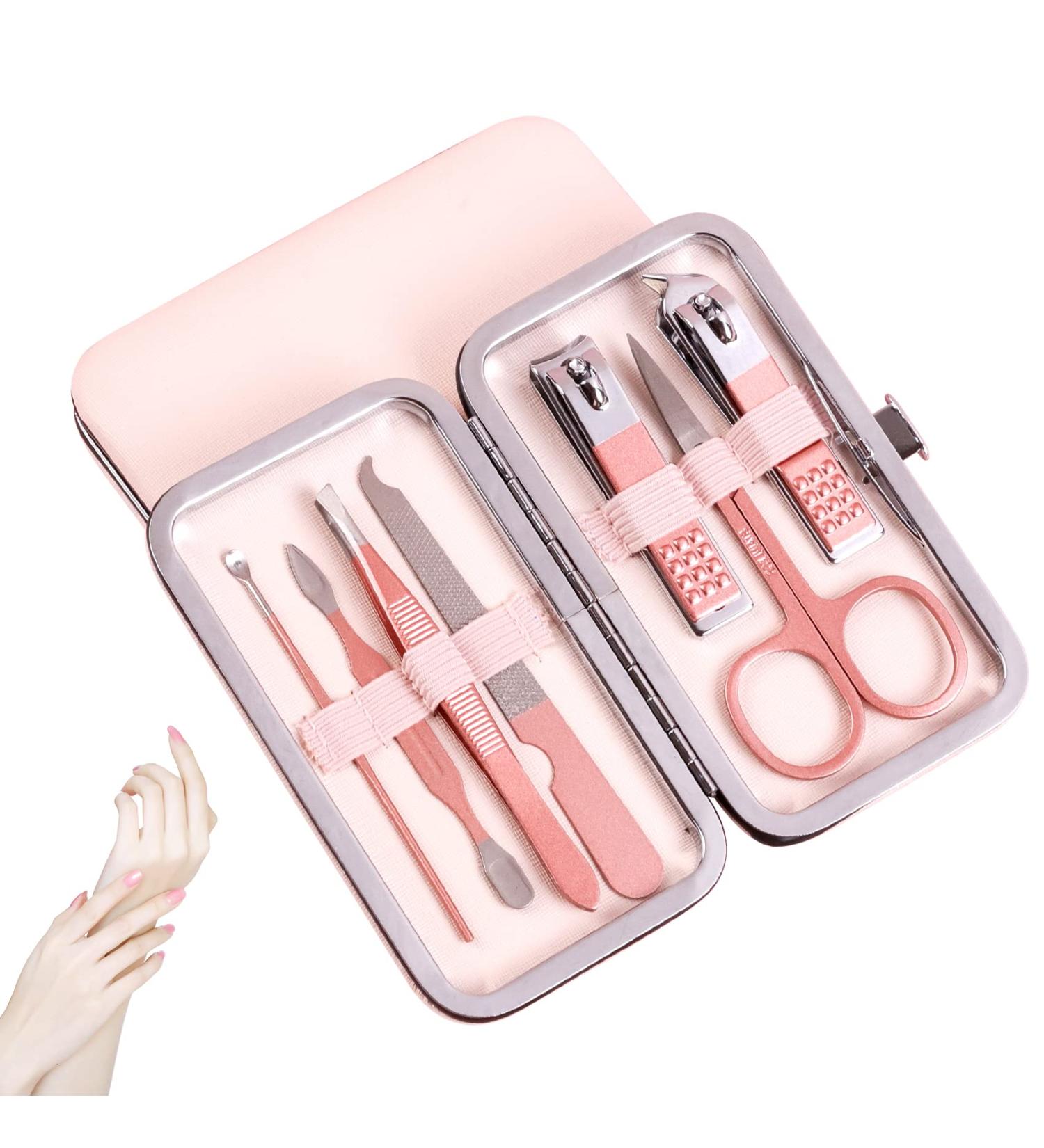 Jaimela 7-in-1 Nail Clippers Set | Pink Manicure Pedicure Kit | Nail Care Tools for Home & Travel - Buy Online on GoSupps.com
