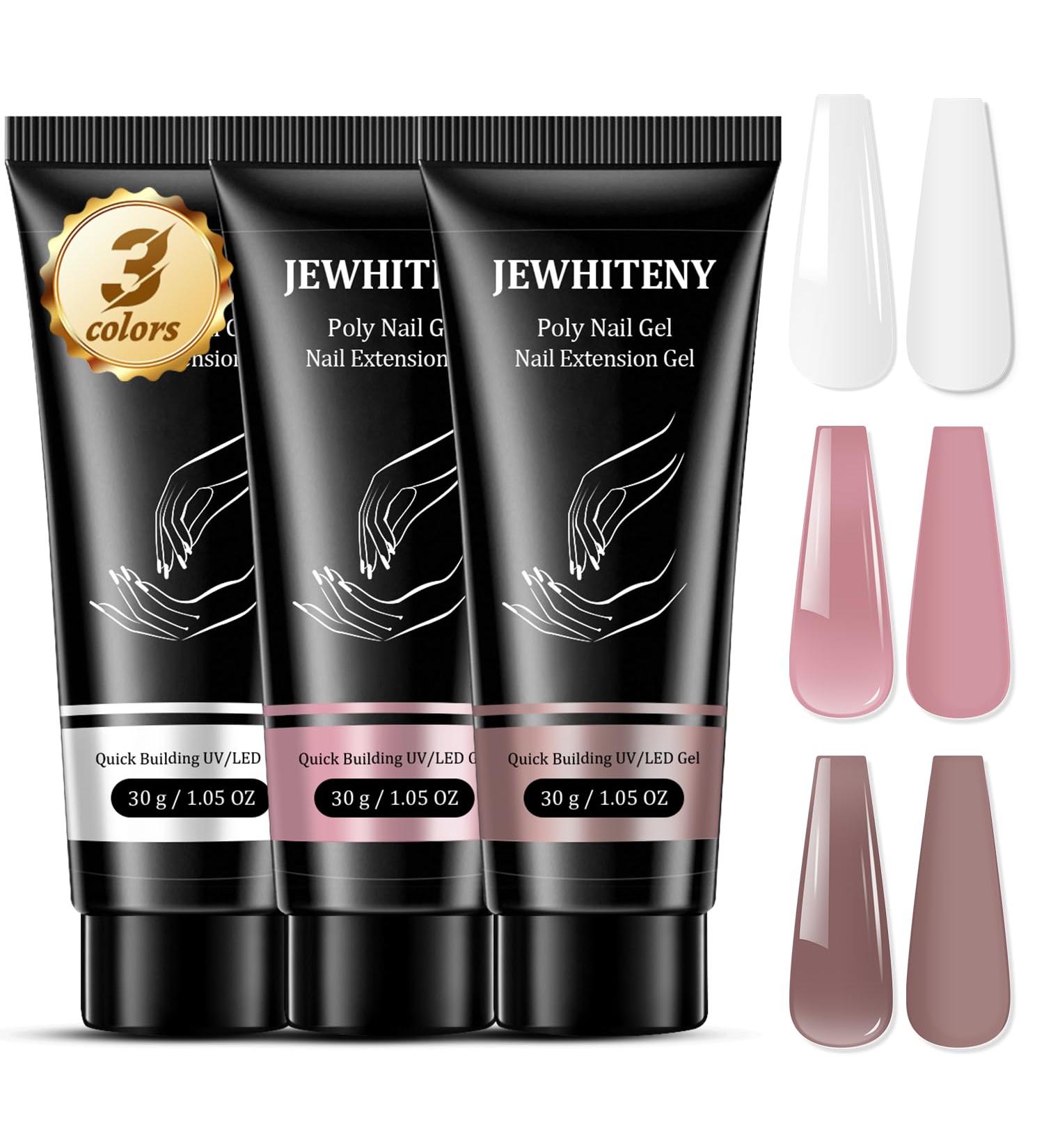 JEWHITENY 3 Colors Poly Nail Extension Gel Set - 30ml Pink White & Brown for French Manicure | DIY Nail Art & Home Salon Beauty Gift - Buy Online on GoSupps.com