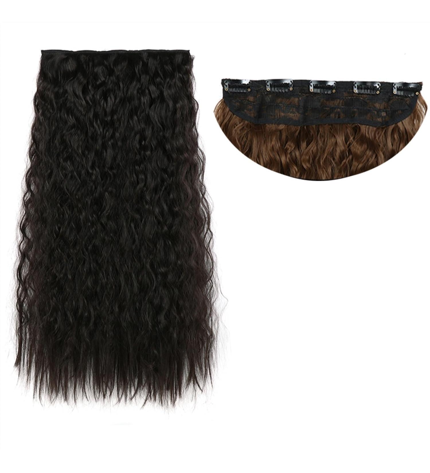 Hair Extensions Clip In Hair Extensions Synthetic Corn Wave 5 Clip in Hair Extensions Heat Resistant Wavy Hairpiece High Temperature 22" for Women Hairpieces Hair Pieces(2) 22inches 2 - Buy Online on GoSupps.com