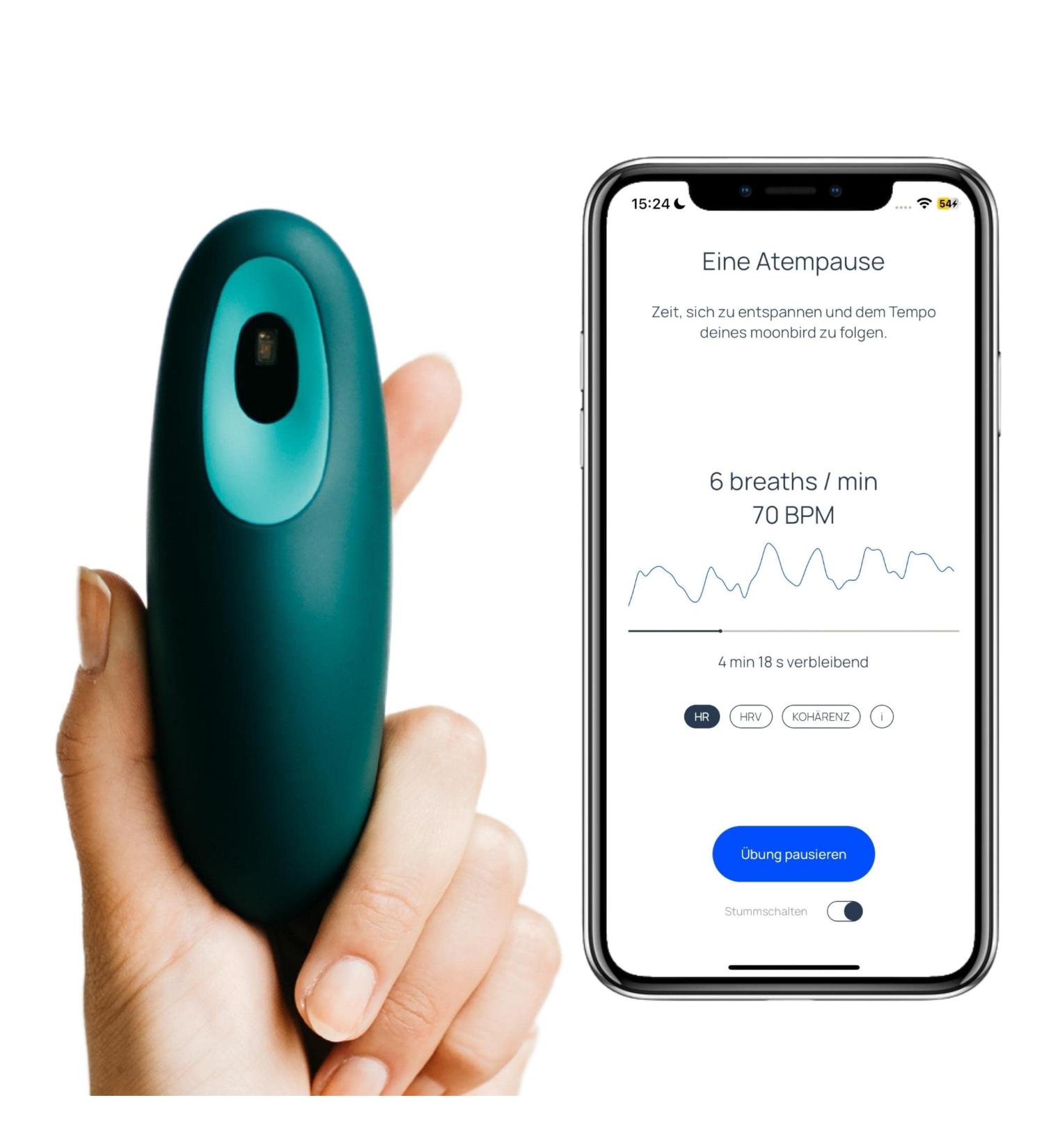 Moonbird Breathing & Meditation Device - Ultimate Sleep Aid for Adults | Stress Relief & Fear Reduction | Green Blue Blue Green - Buy Online on GoSupps.com