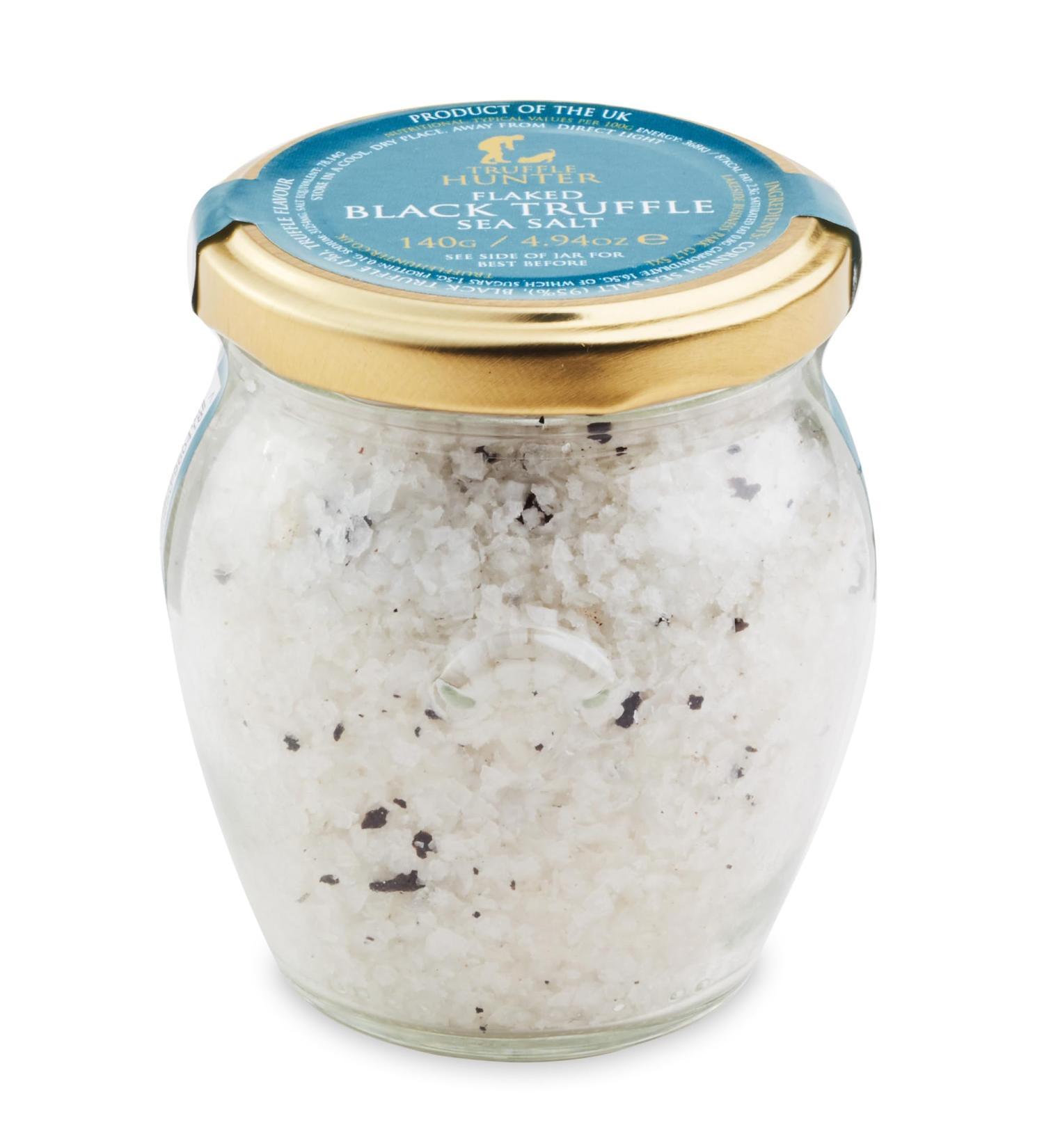 TruffleHunter - Cornish Sea Salt with Crumbled Black Truffles - Gourmet Seasoning & Condiment - 140g - Buy Online on GoSupps.com