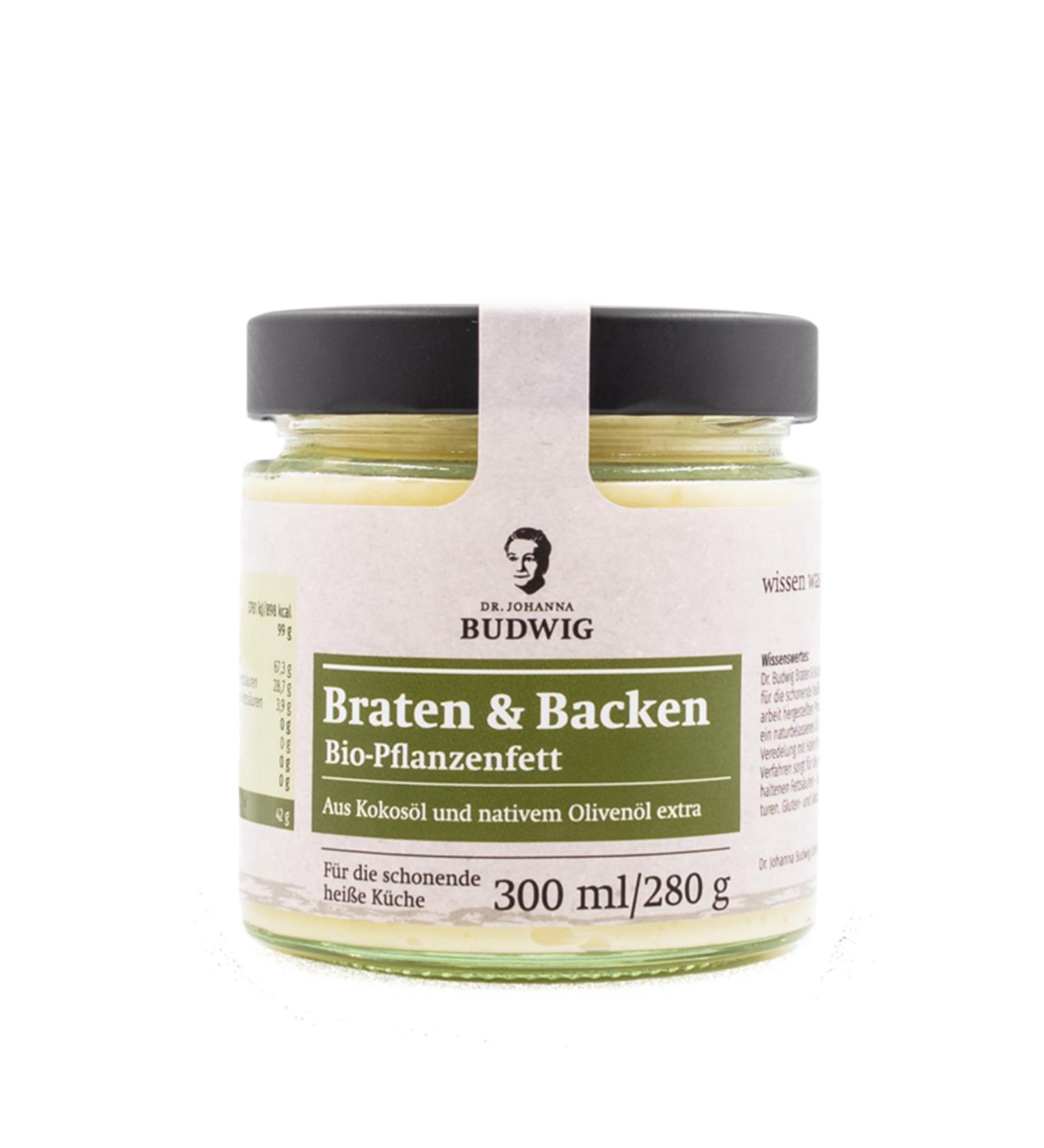 Dr.Backwig roast and cheeks (280 g) organic plant fat made of coconut oil and native olive oil extra from controlled organic cultivation particularly productive for the gentle hot cuisine