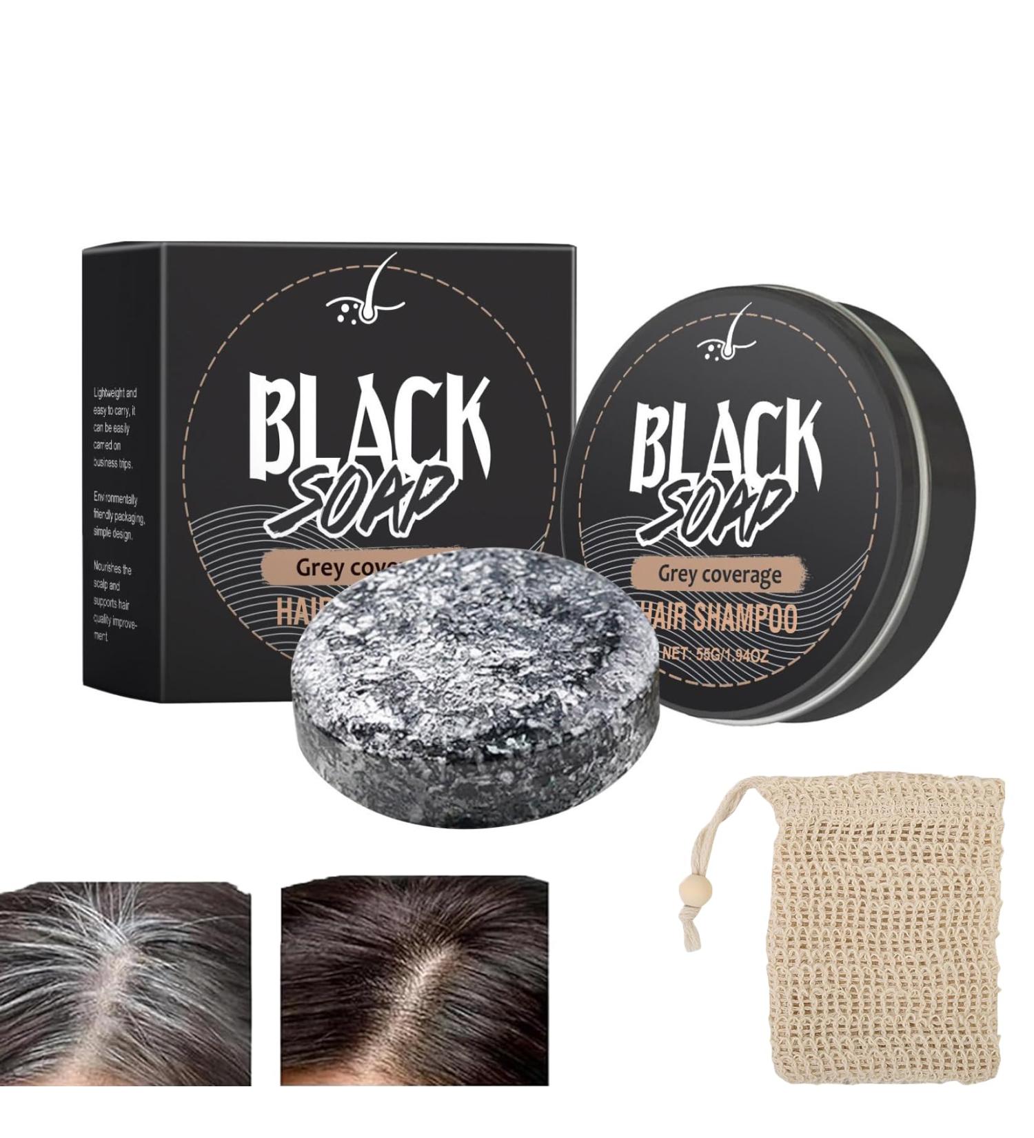 Solid Shampoo Bar Soap For Gray Hair Natural Grey Hair Removal Soap Reverse Grey Hair Bar Shampoo Solid Shampoo Bar Hair Darkening Shampoo Bar With Soap Net (1pc) - Buy Online on GoSupps.com
