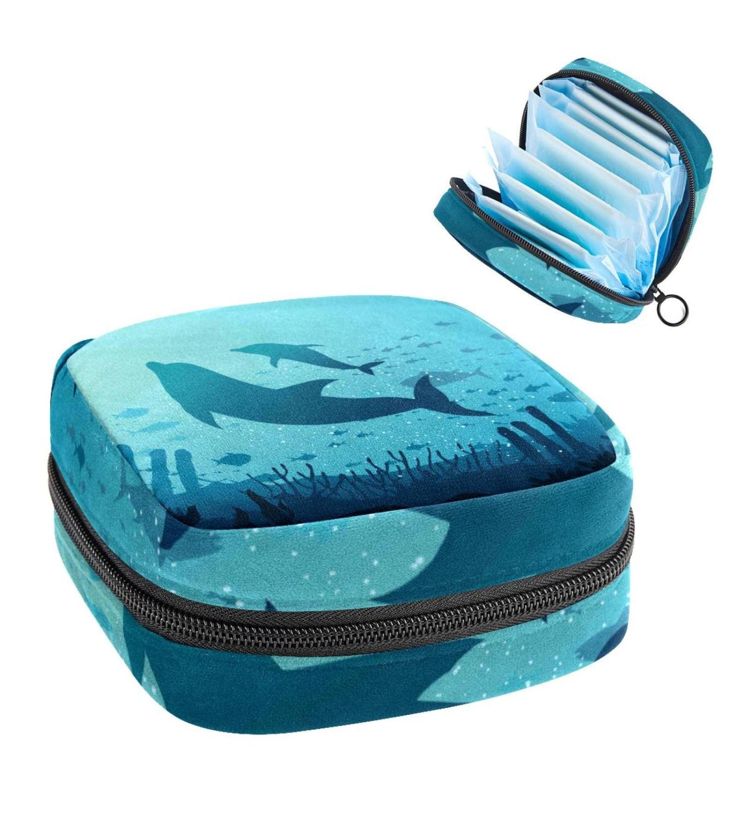Womens Bonds Storage Pockets Stillpad Holder - Portable Period Kit Bag in Blue Ocean Background for Women & Girls - Buy Online on GoSupps.com