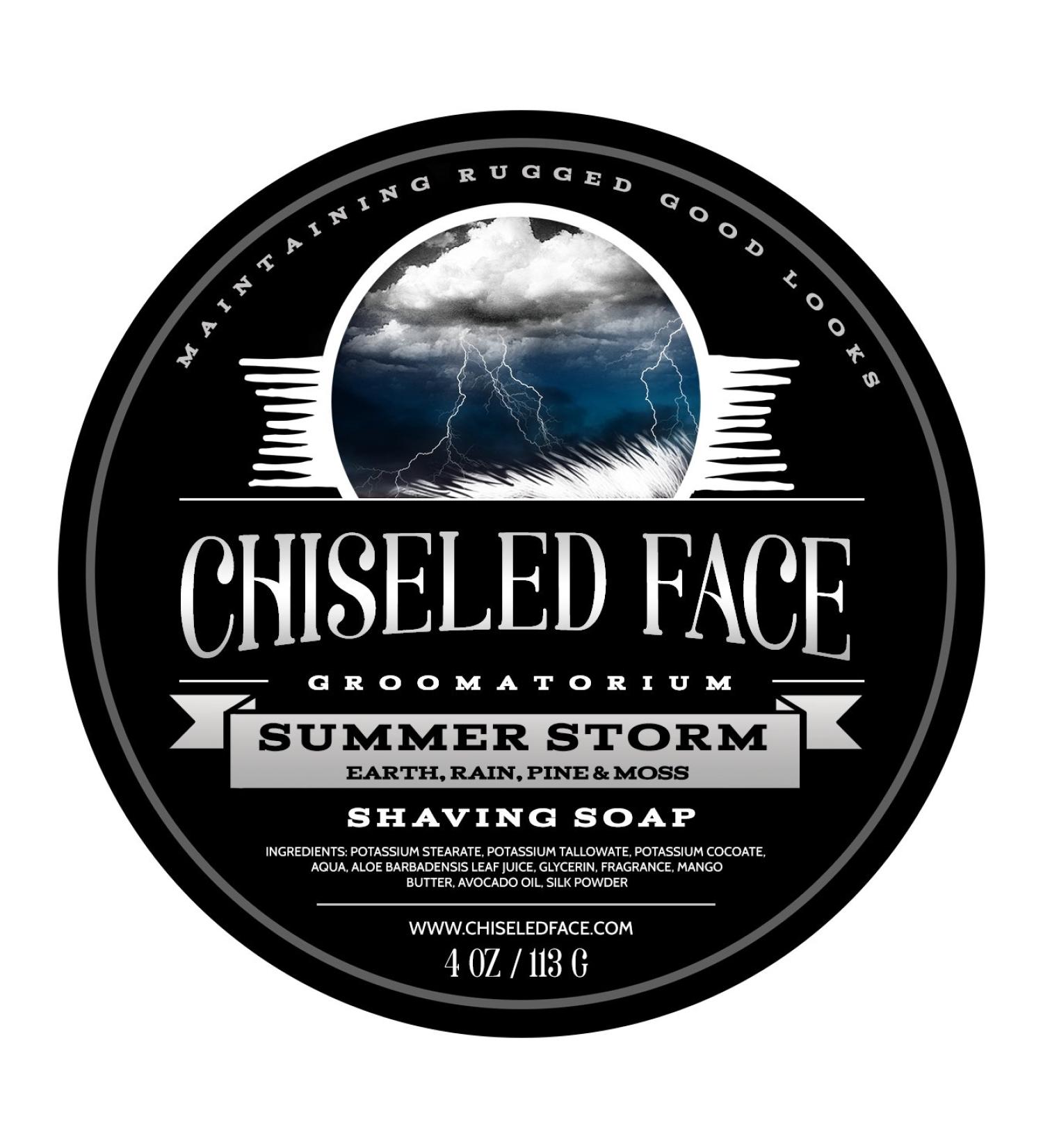 Summer Storm by Chiseled Face  Handmade Luxury Shaving Soap  Rich, Thick Lather  Smooth, Comfortable Shaves  Tallow-Based Soap  Made in The USA