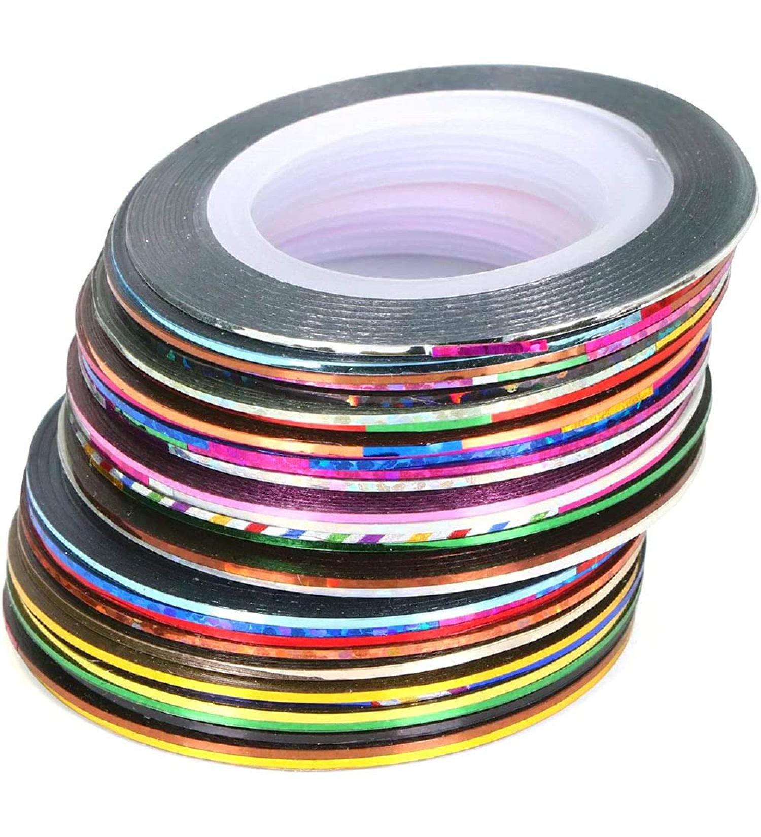 Ancllo 30 Color Mixture Nail Art Decoration Stickers - DIY Striping Tape for Perfect Nail Tips - Buy Online on GoSupps.com